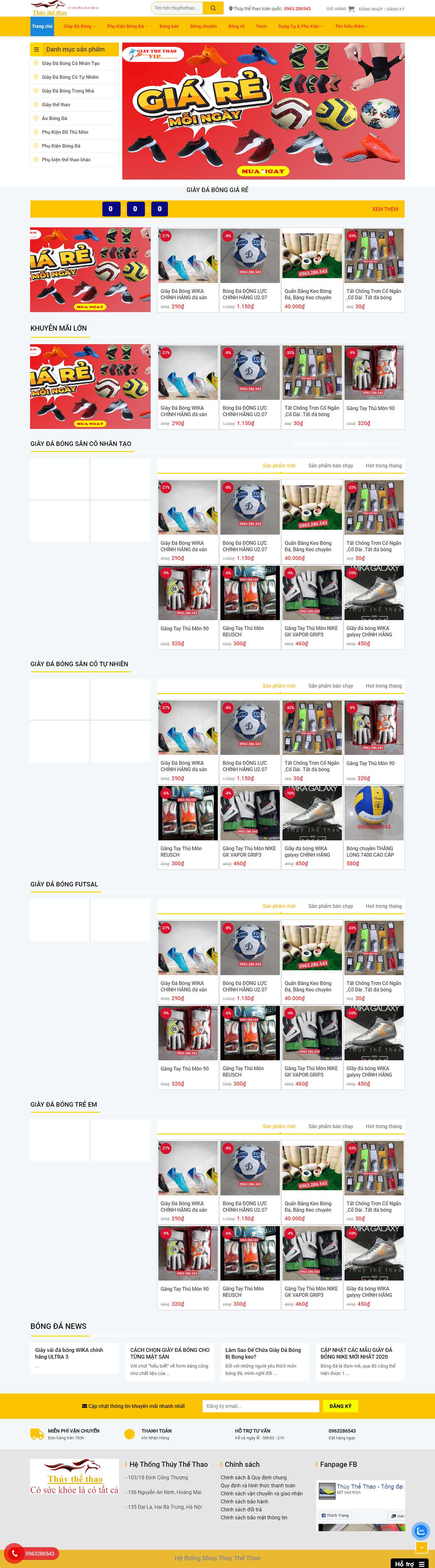 Thiết kế Web bán giày thể thao thuythethao.com