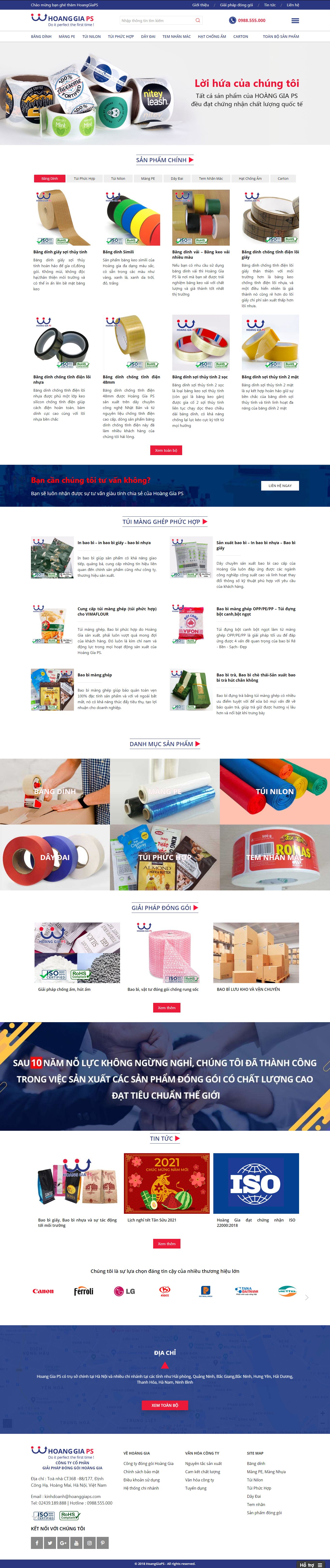 Thiết kế Web sản xuất bao bì hoanggiaps.com