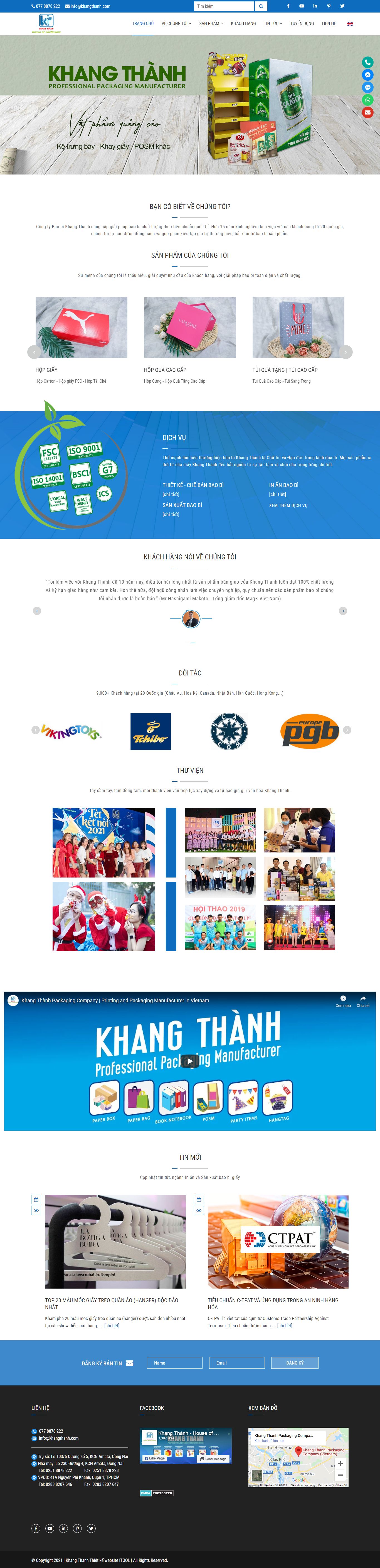 Thiết kế Web sản xuất bao bì khangthanh.com