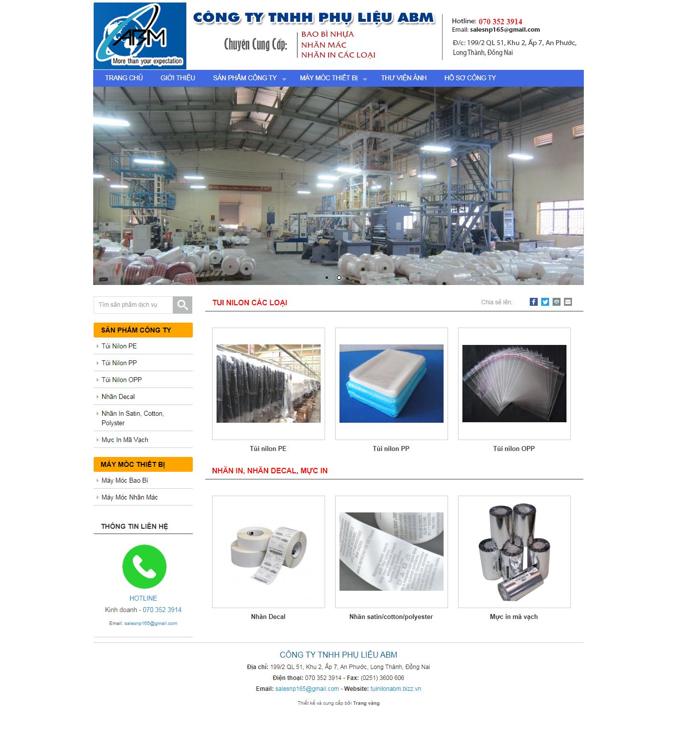 Thiết kế Web sản xuất bao bì tuinilonabm.bizz.vn