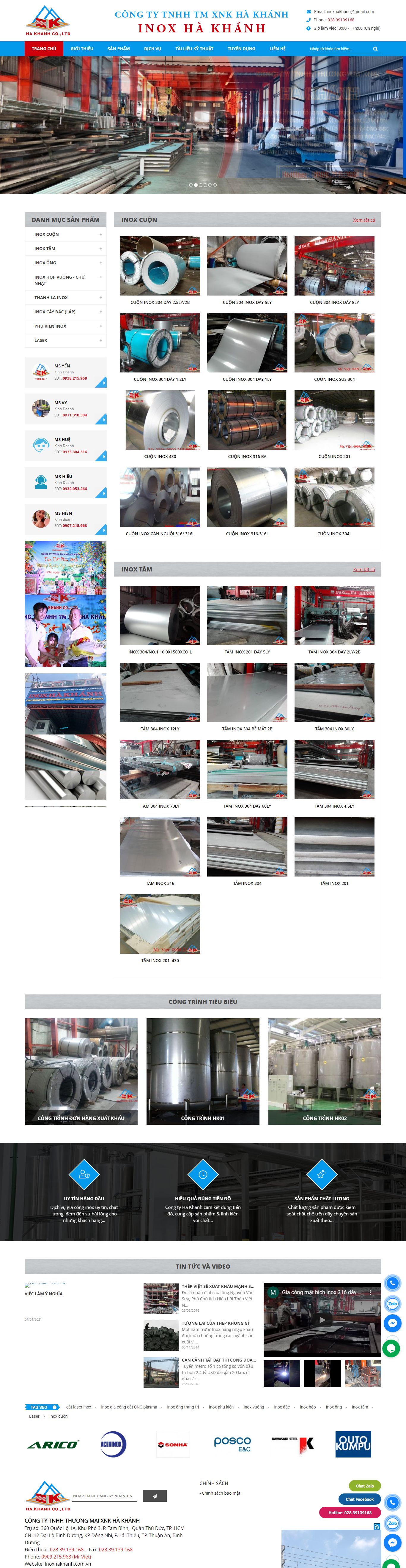 Thiết kế Web cơ khí inoxhakhanh.com.vn