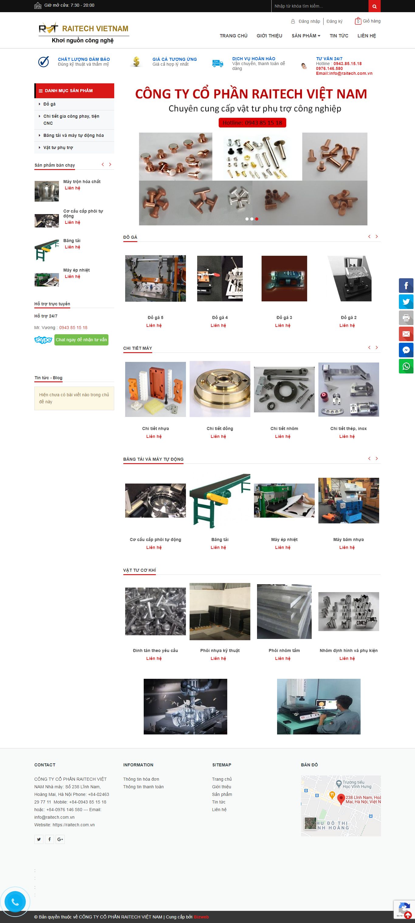 Thiết kế Web cơ khí raitech.com.vn