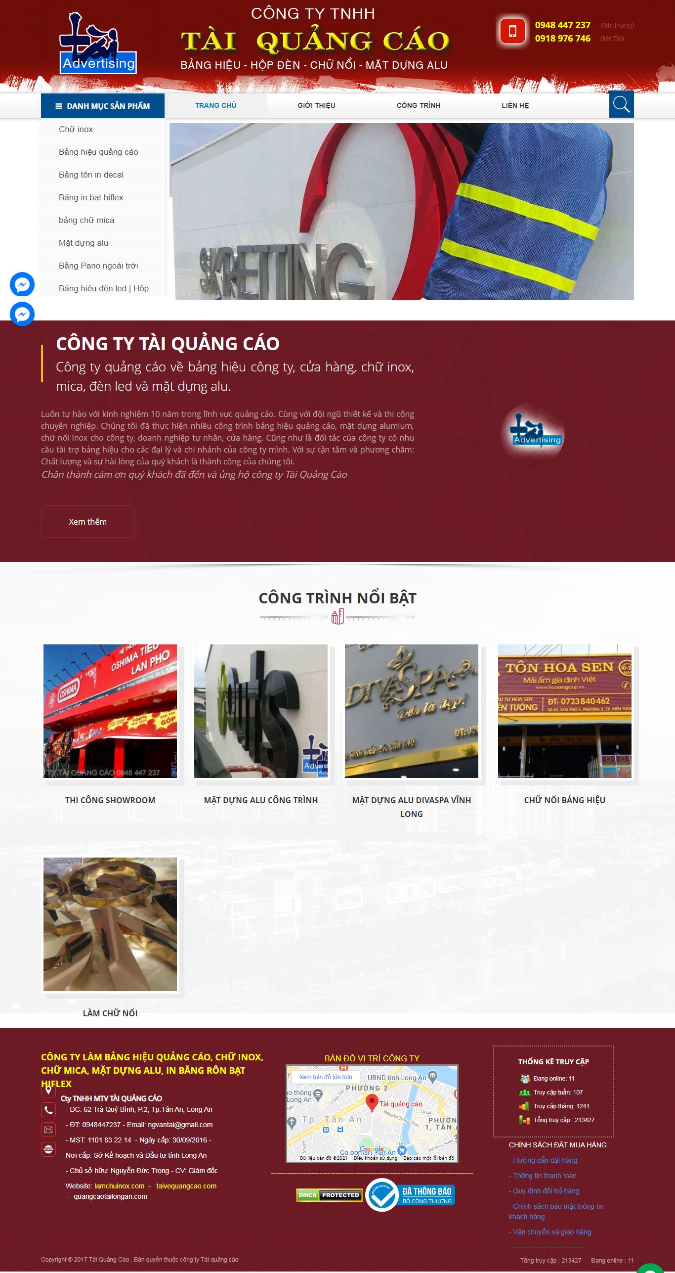 Thiết kế Web quảng cáo quangcaotailongan.com