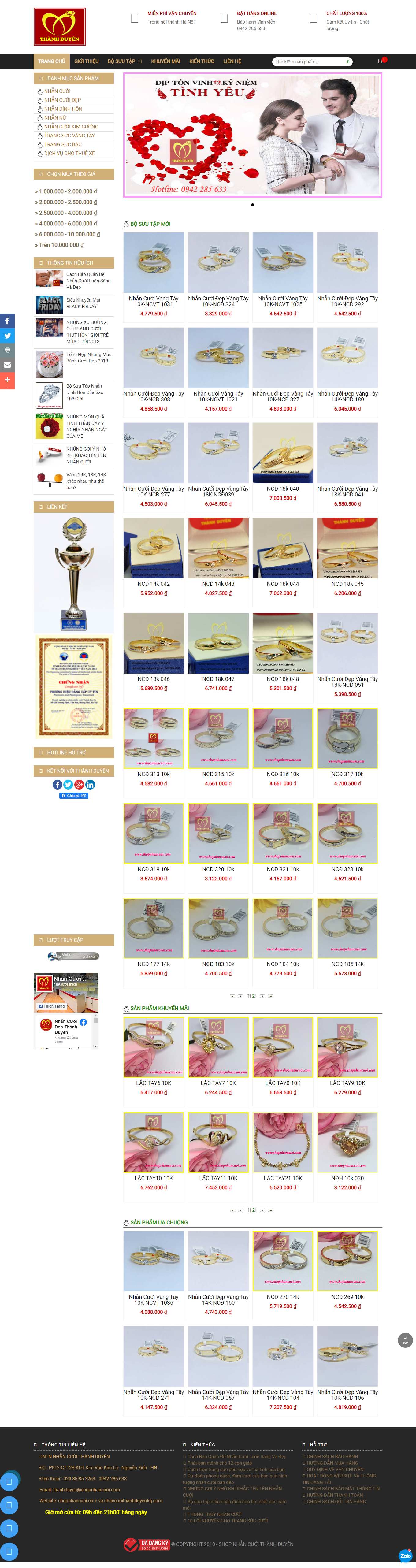 Thiết kế Web vàng bạc shopnhancuoi.com