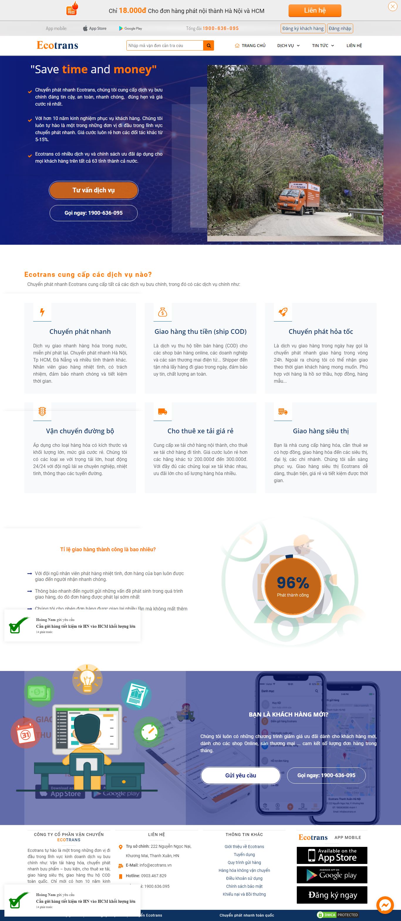 Thiết kế Web giao hàng ecotrans.vn