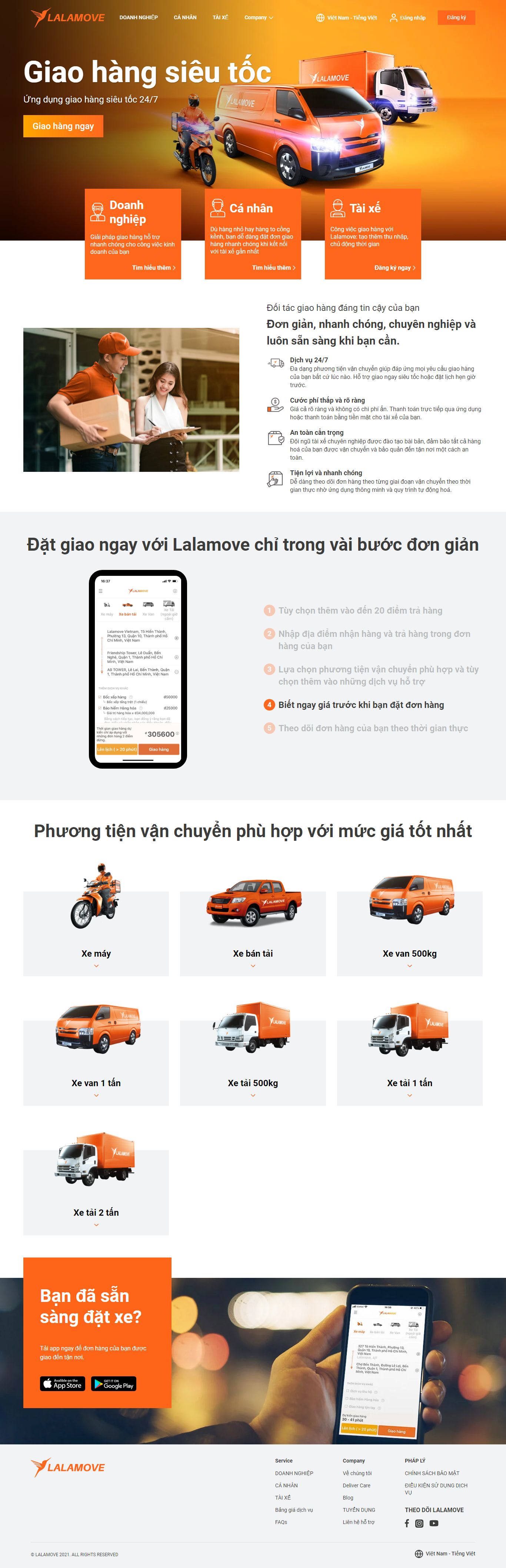 Thiết kế Web giao hàng lalamove.com