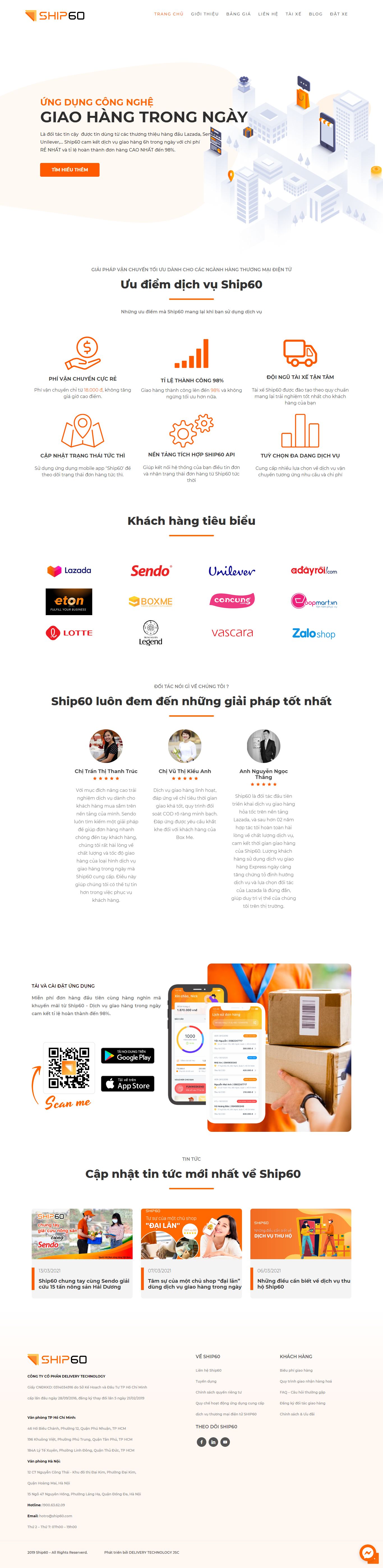 Thiết kế Web vận chuyển ship60.com