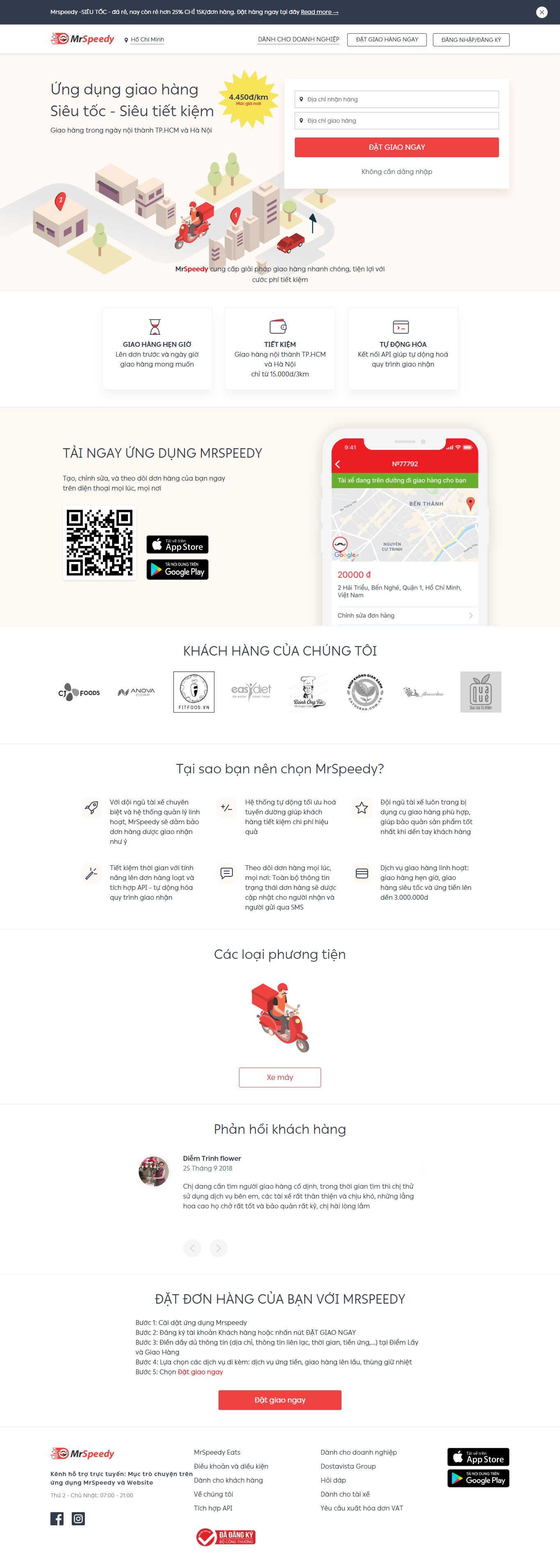 Thiết kế Web vận chuyển mrspeedy.vn
