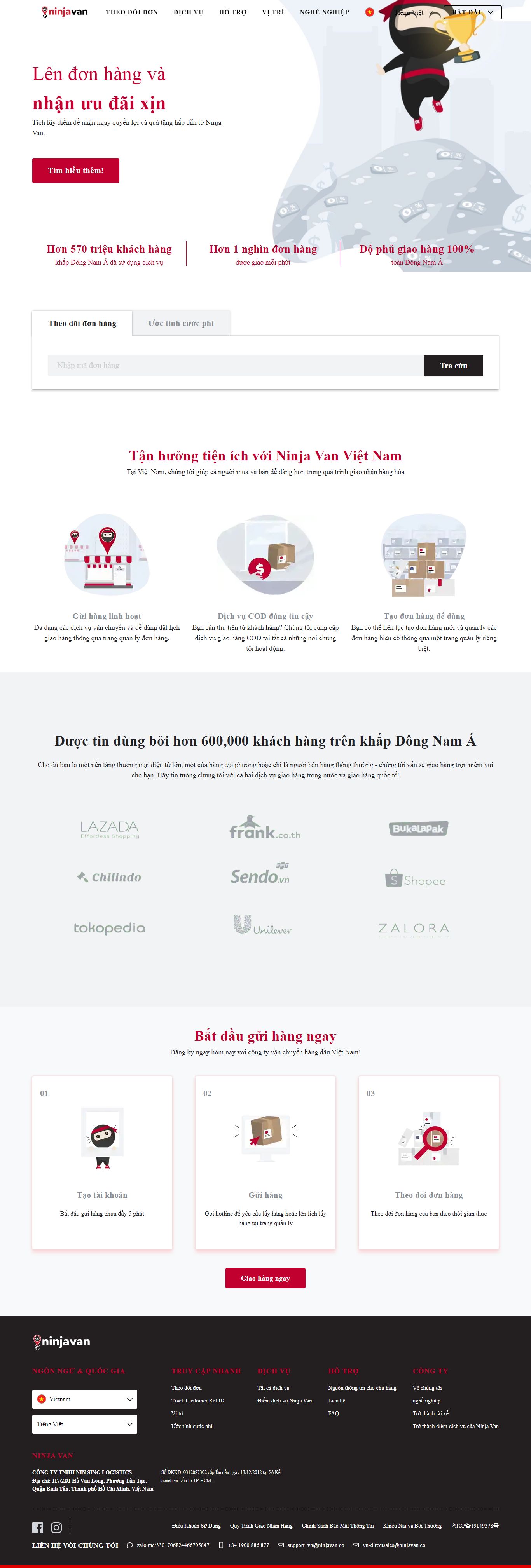 Thiết kế Web vận chuyển ninjavan.co