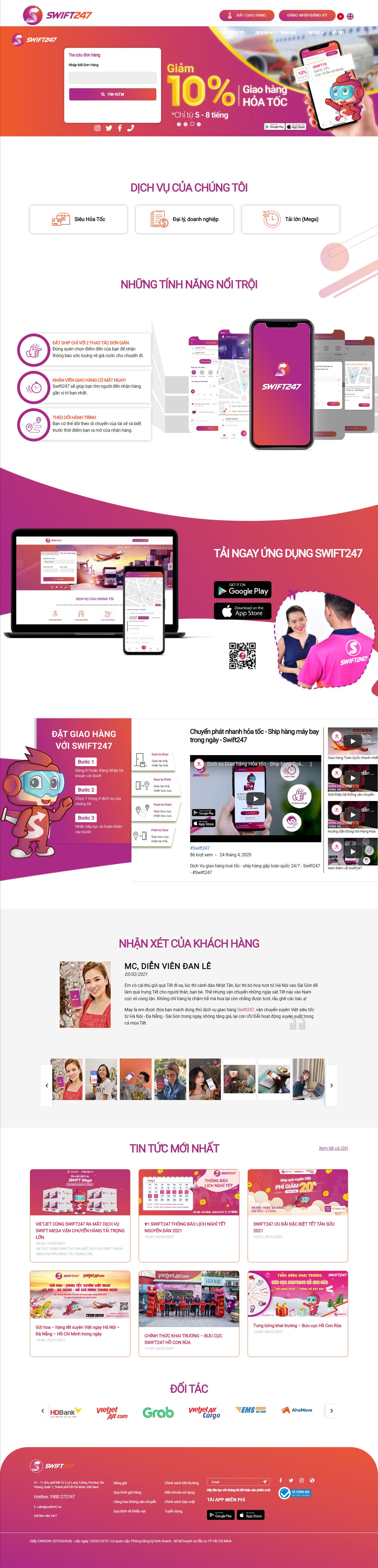 Thiết kế Web vận chuyển swift247.vn