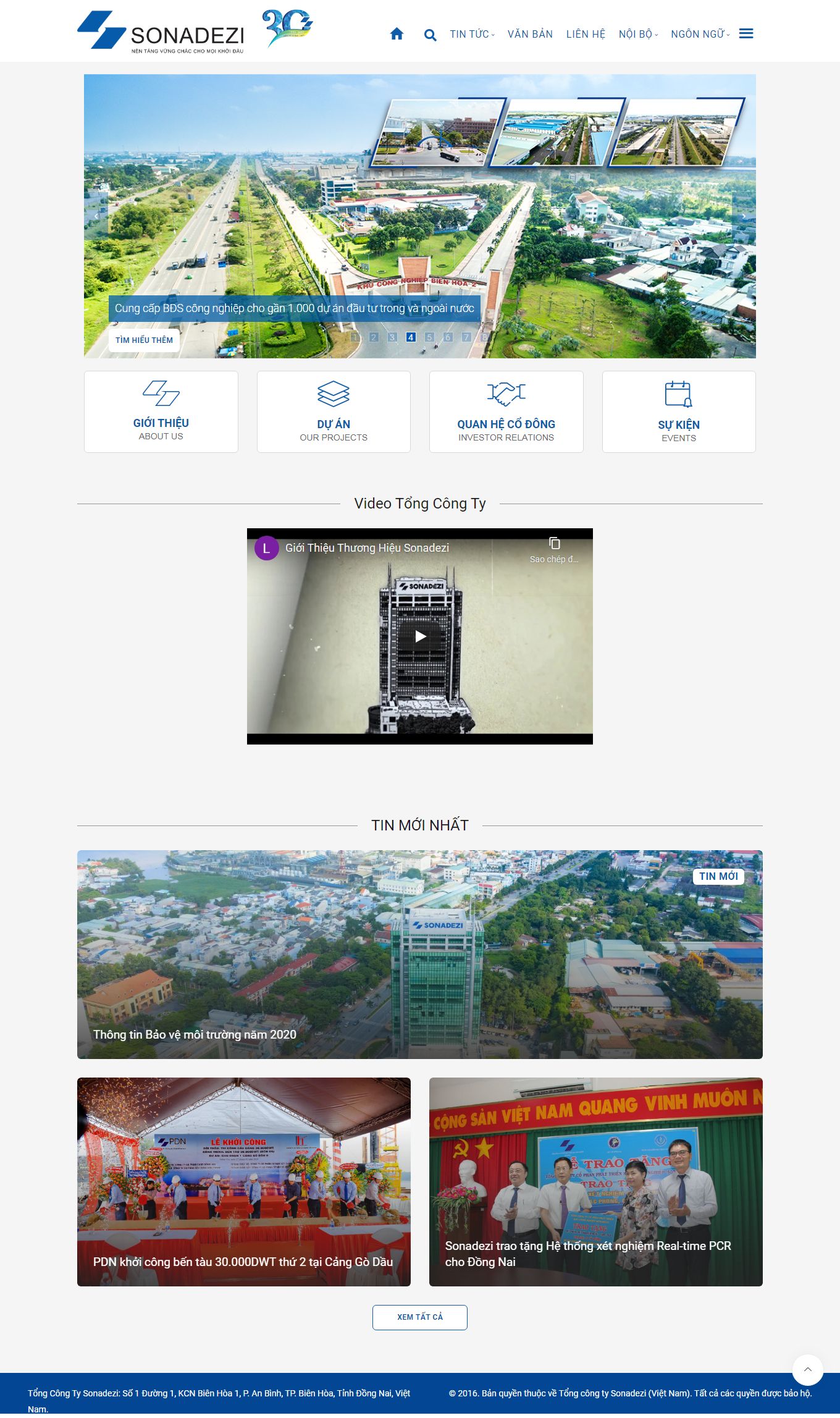 Thiết kế Web khu công nghiệp sonadezi.com.vn