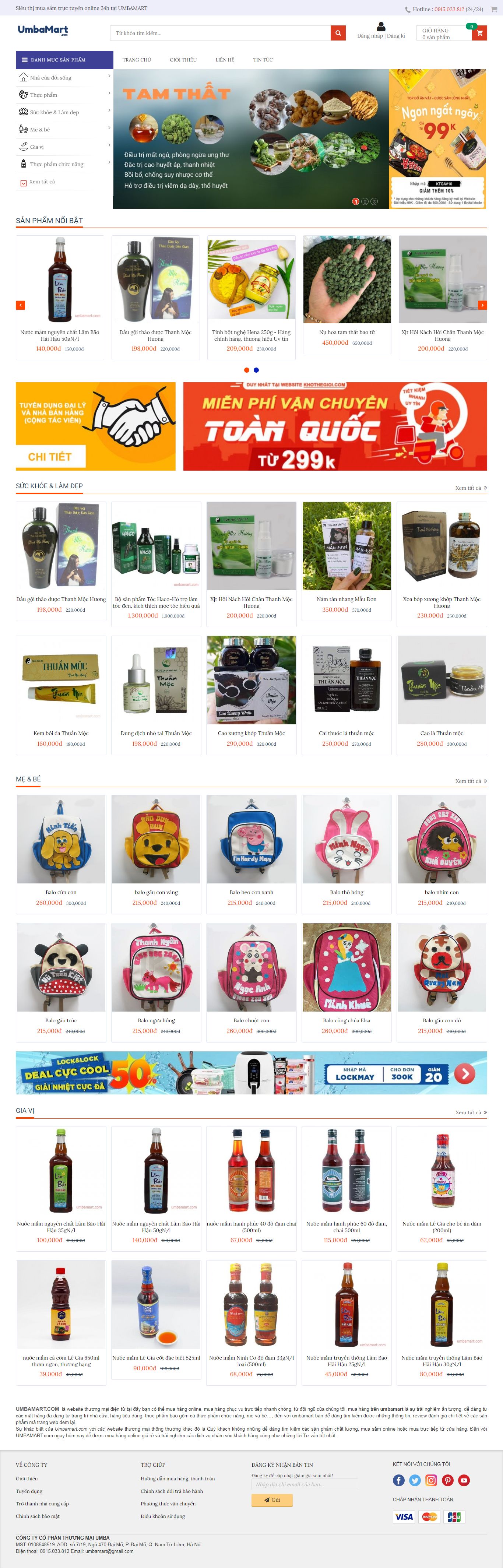 Thiết kế Web vận chuyển umbamart.com