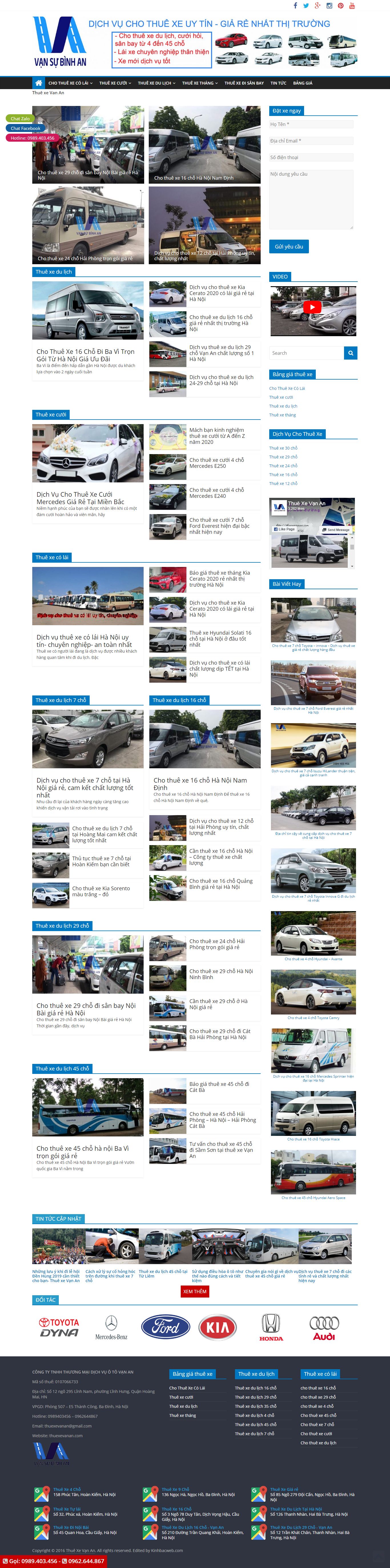 Thiết kế Web du lịch thuexevanan.com