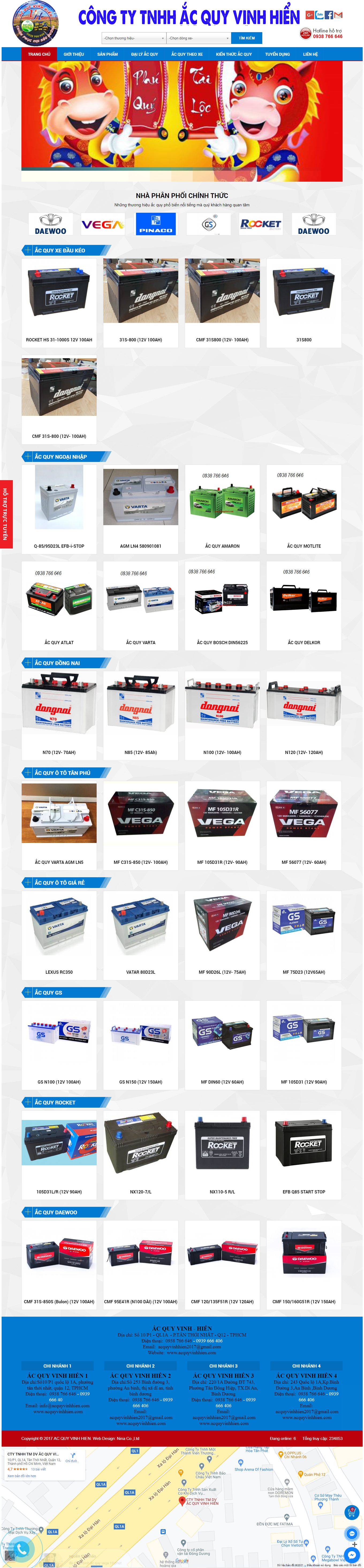 Thiết kế Web ắc quy acquyvinhhien.com