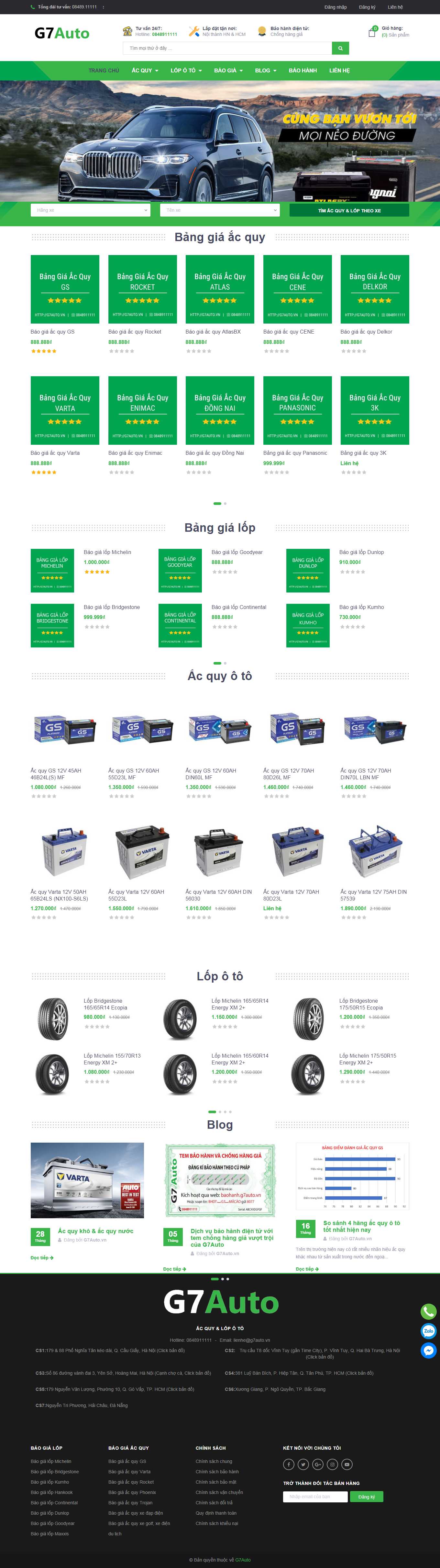 Thiết kế Web ắc quy g7auto.vn