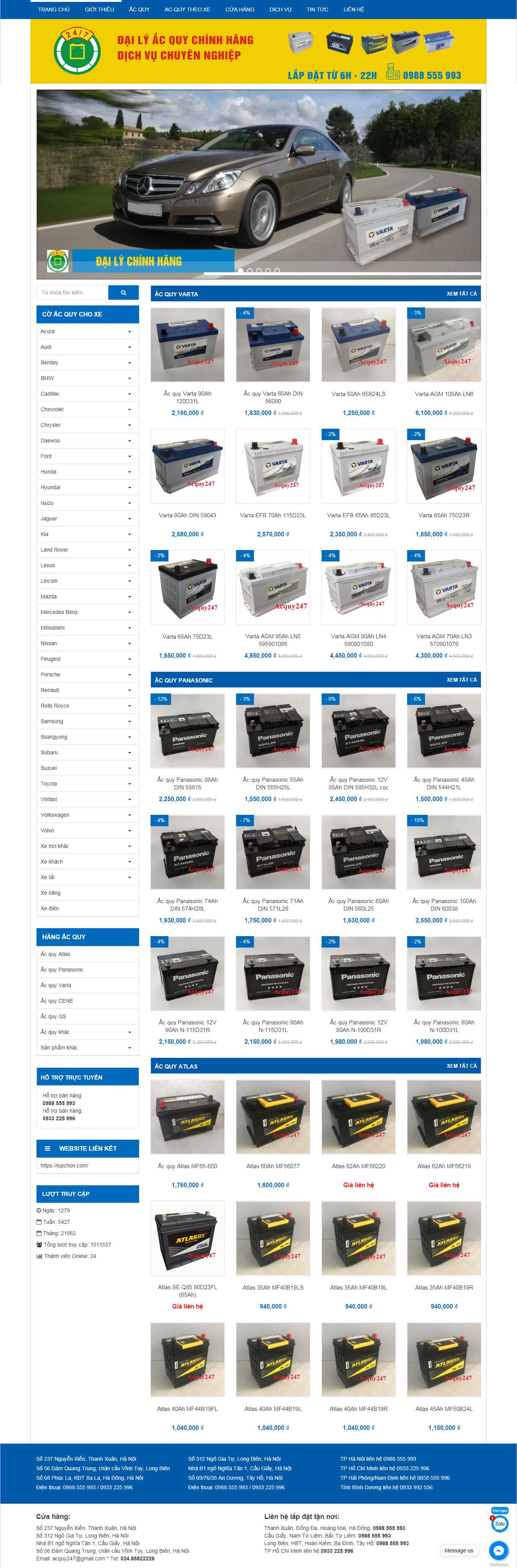 Thiết kế Web ắc quy acquy247.com