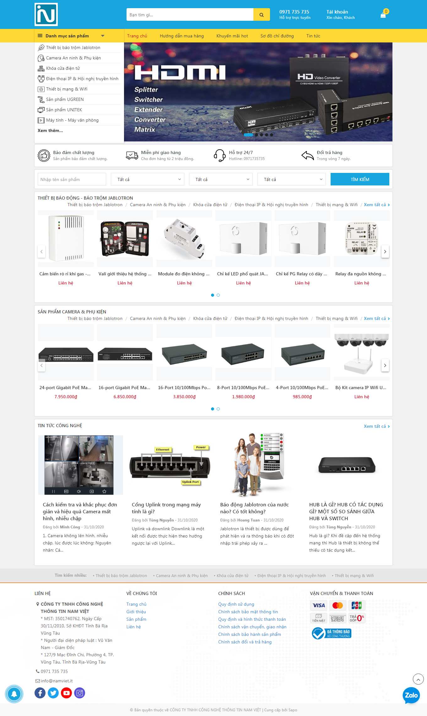 Thiết kế Web hệ thống an ninh namviet.it