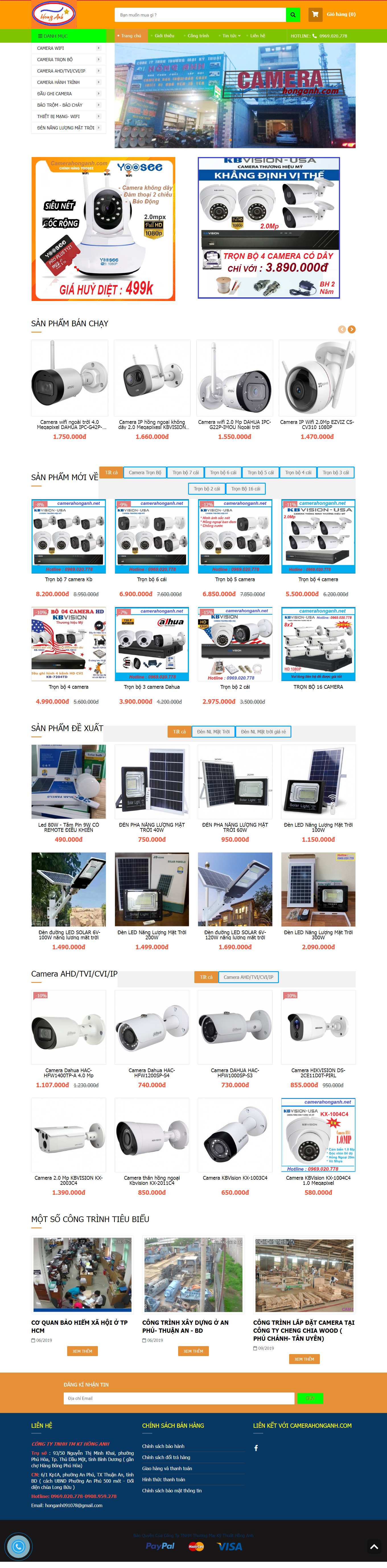 Thiết kế Web lắp đặt camera camerahonganh.com