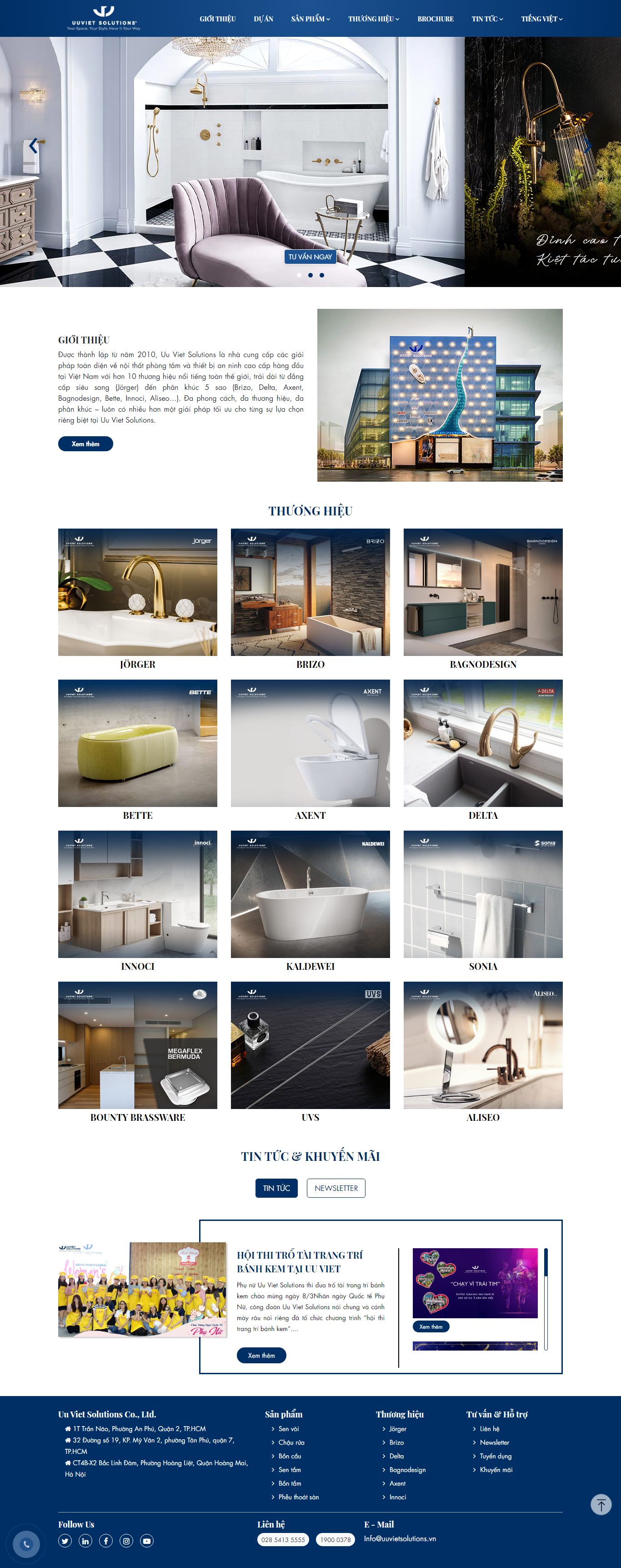 Thiết kế Web thiết bị vệ sinh uuvietsolutions.vn