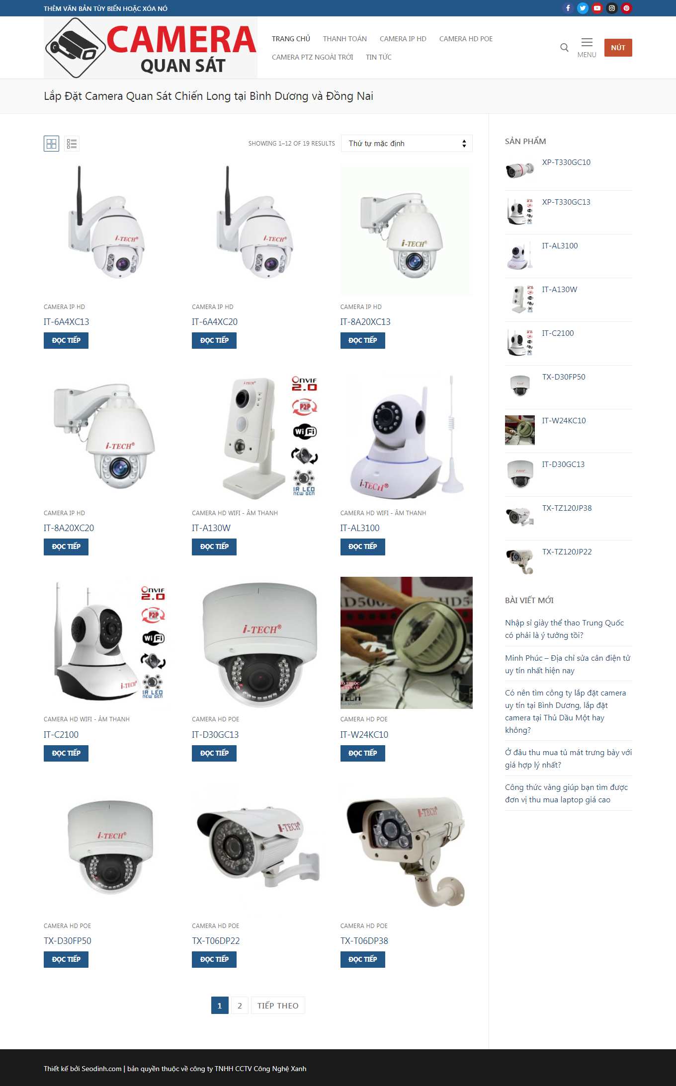 Thiết kế Web lắp đặt camera camerachienlong.com