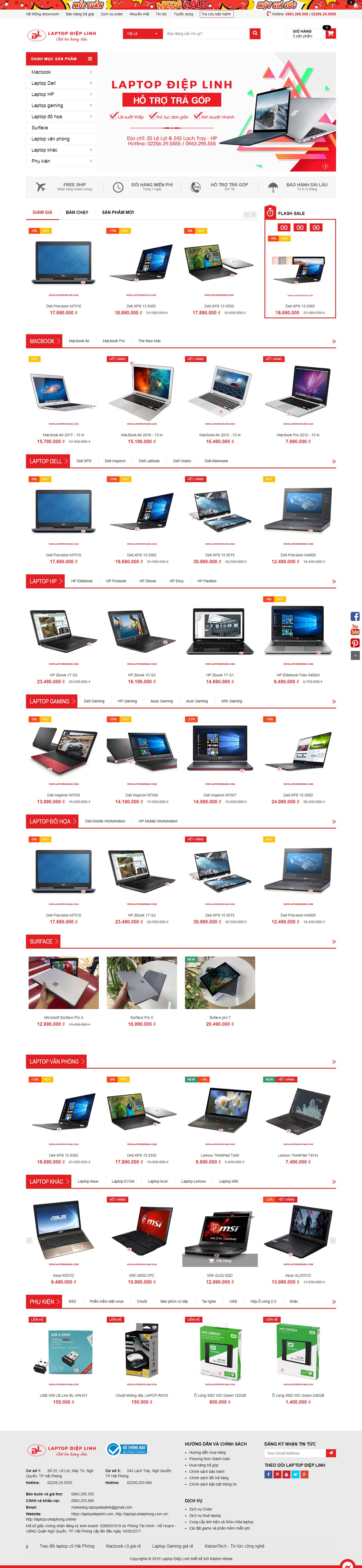 Thiết kế Web bán laptop laptopdieplinh.com