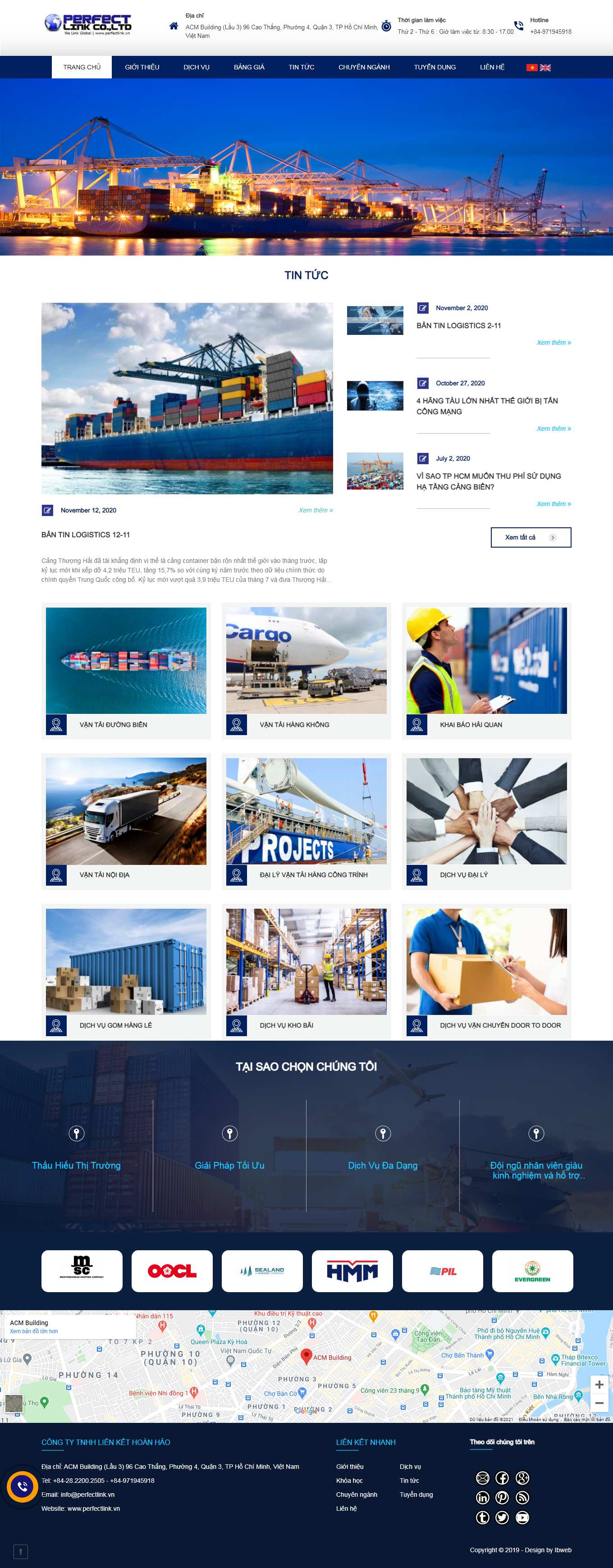 Thiết kế Web hàng hải perfectlink.vn