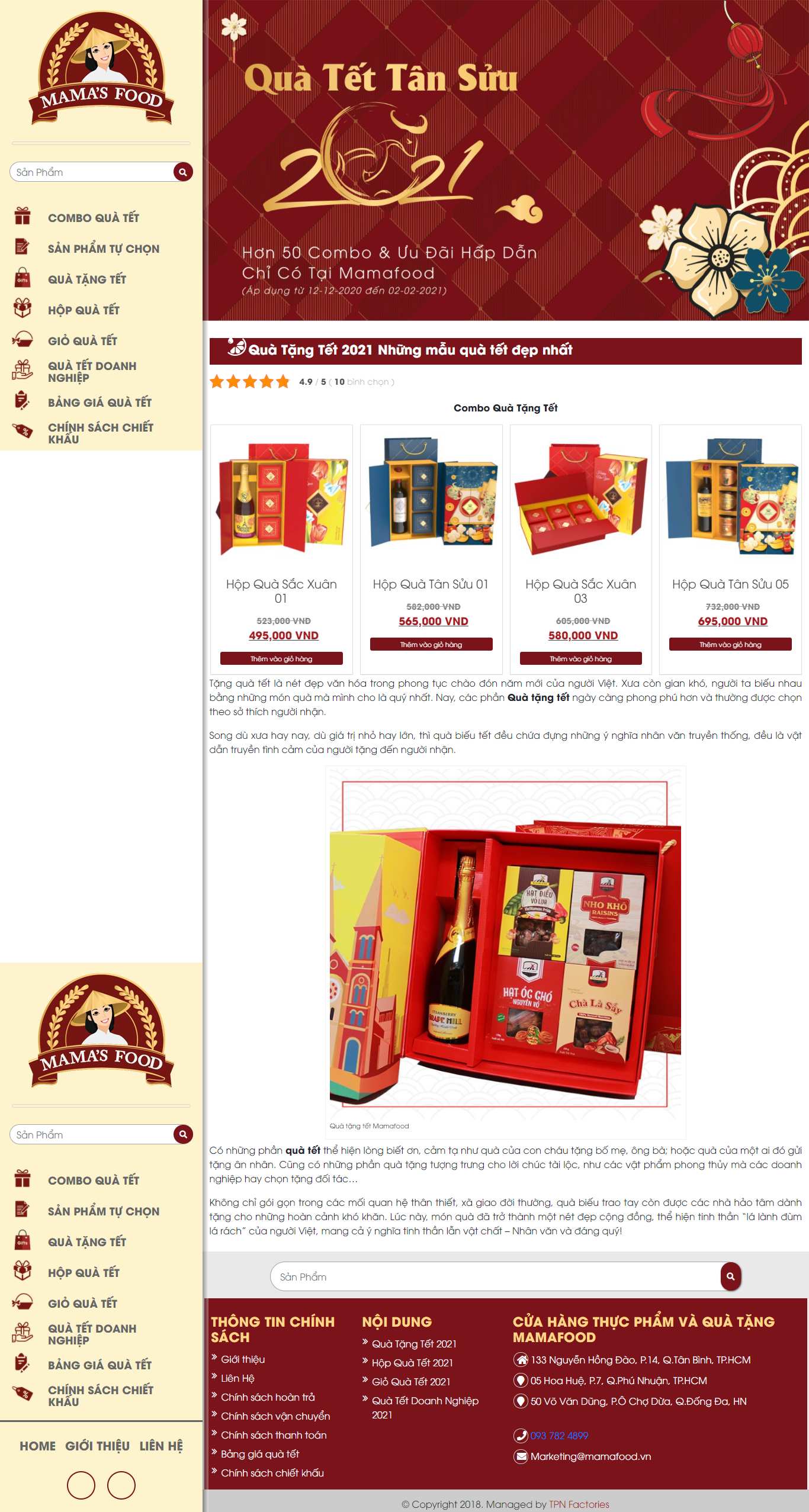 Thiết kế Web quà tết mamafood.vn