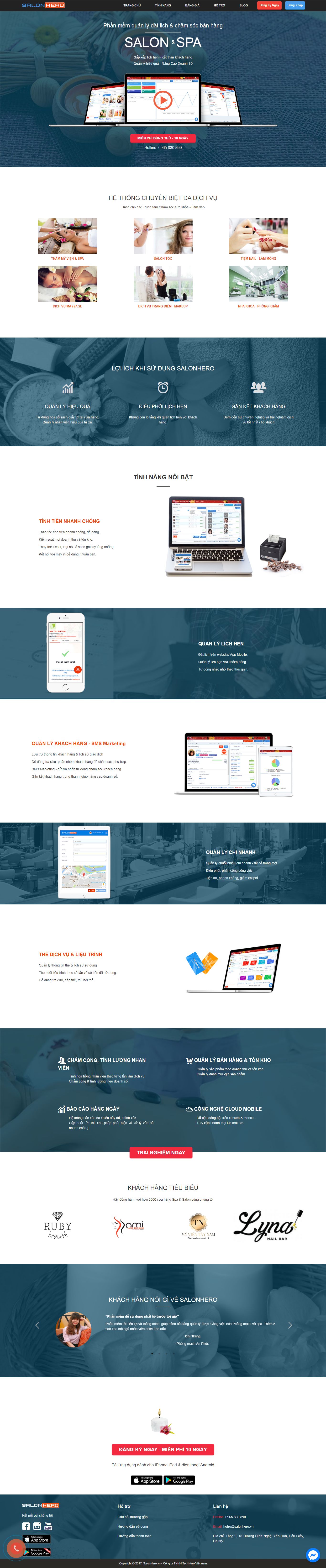 Thiết kế Web salon nails salonhero.vn