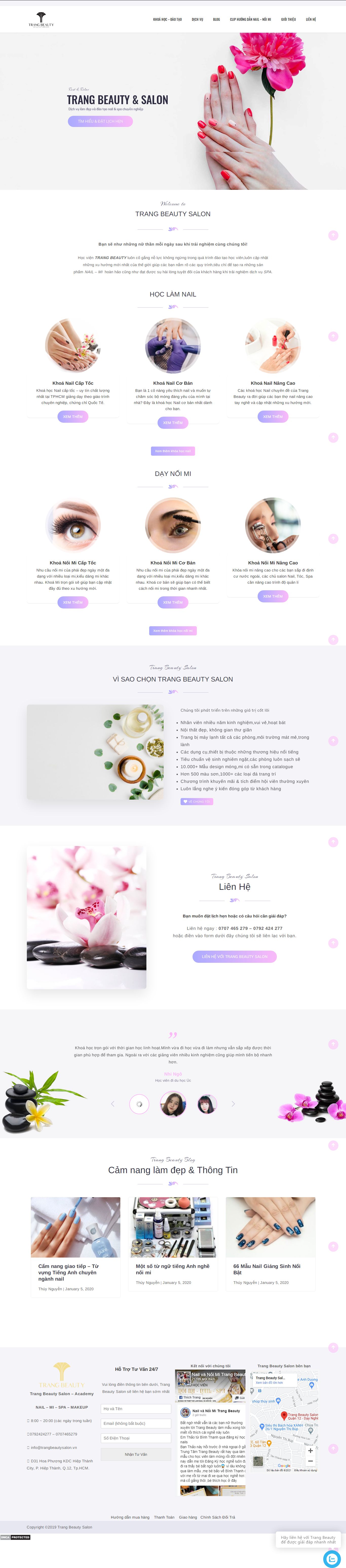 Thiết kế Web salon nails trangbeautysalon.vn