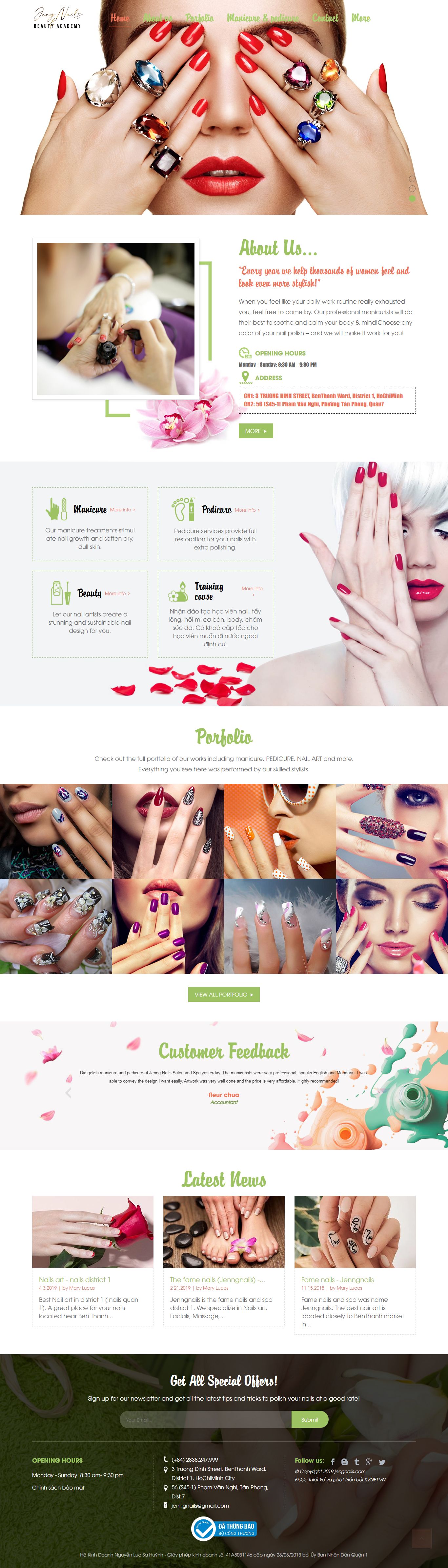 Thiết kế Web salon nails jengnails.com