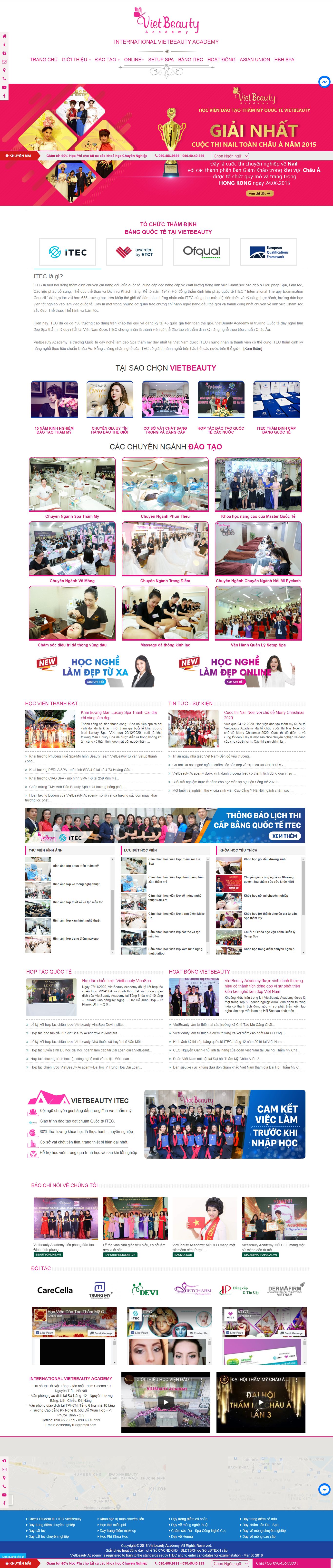 Thiết kế Web salon nails vietbeautyacademy.edu.vn