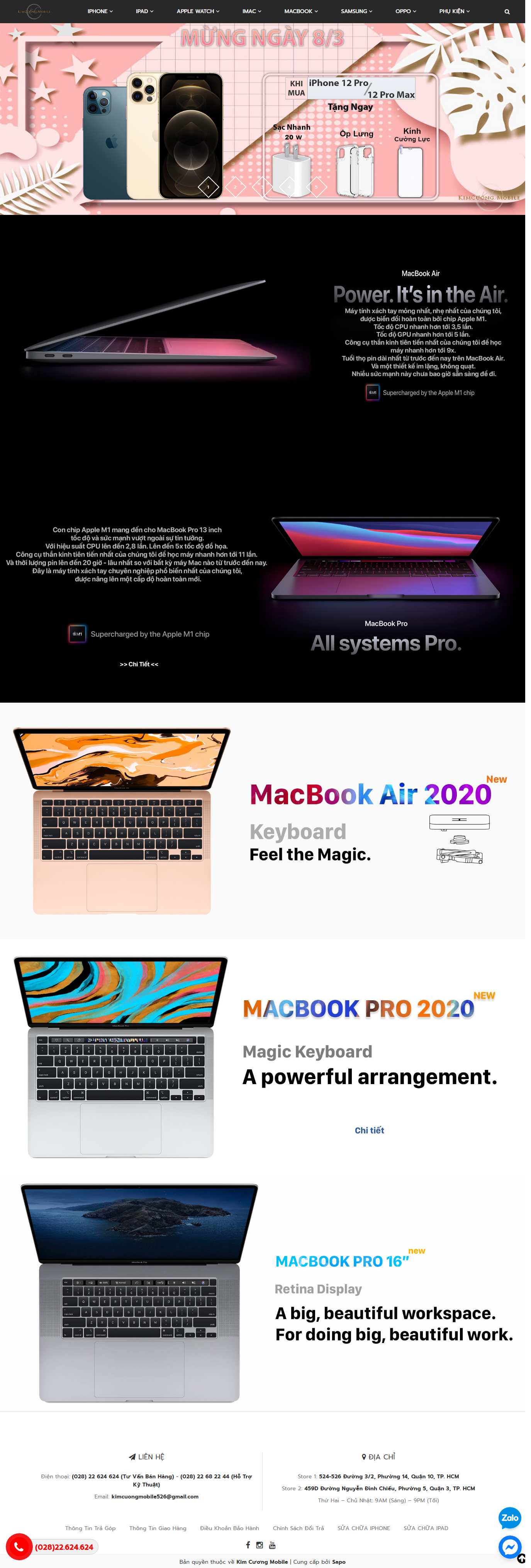 Thiết kế Web bán điện đoại di động kimcuongmobile.com