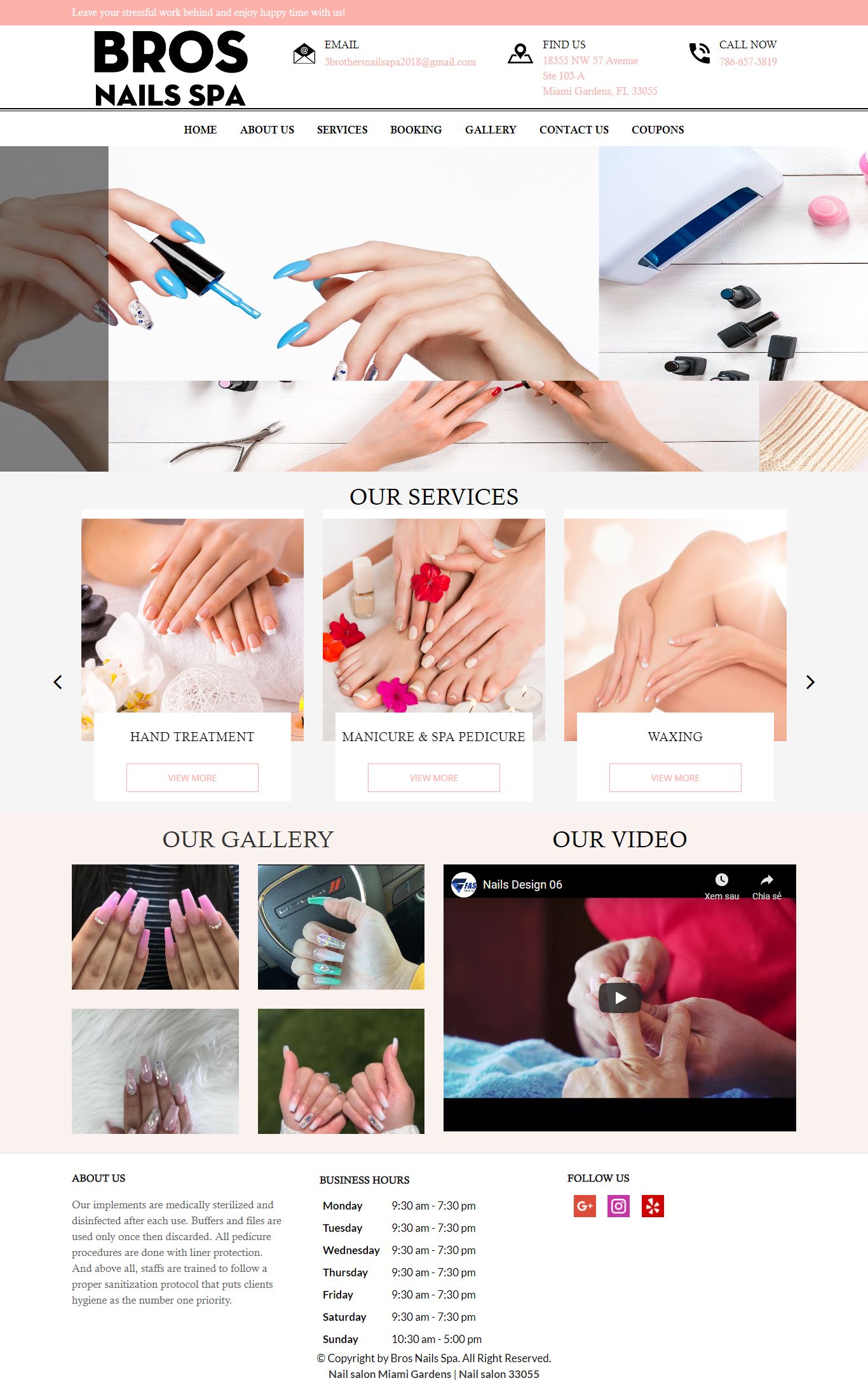 Thiết kế Web mỹ phẩm làm đẹp brosnailsmiamigardens.com