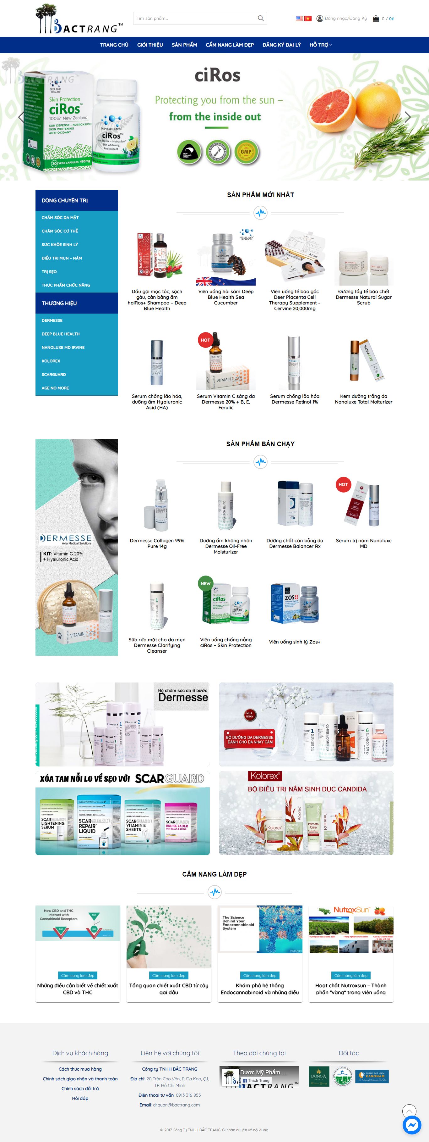 Thiết kế Web mỹ phẩm làm đẹp bactrang.com