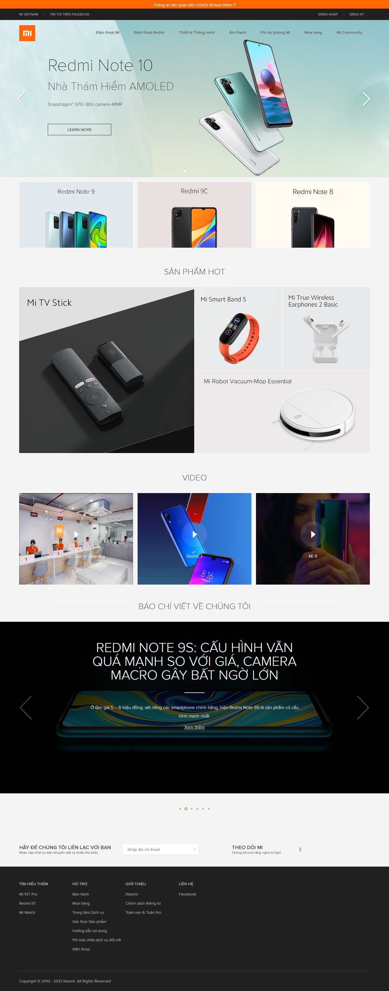 Thiết kế Web bán điện đoại di động mi.com