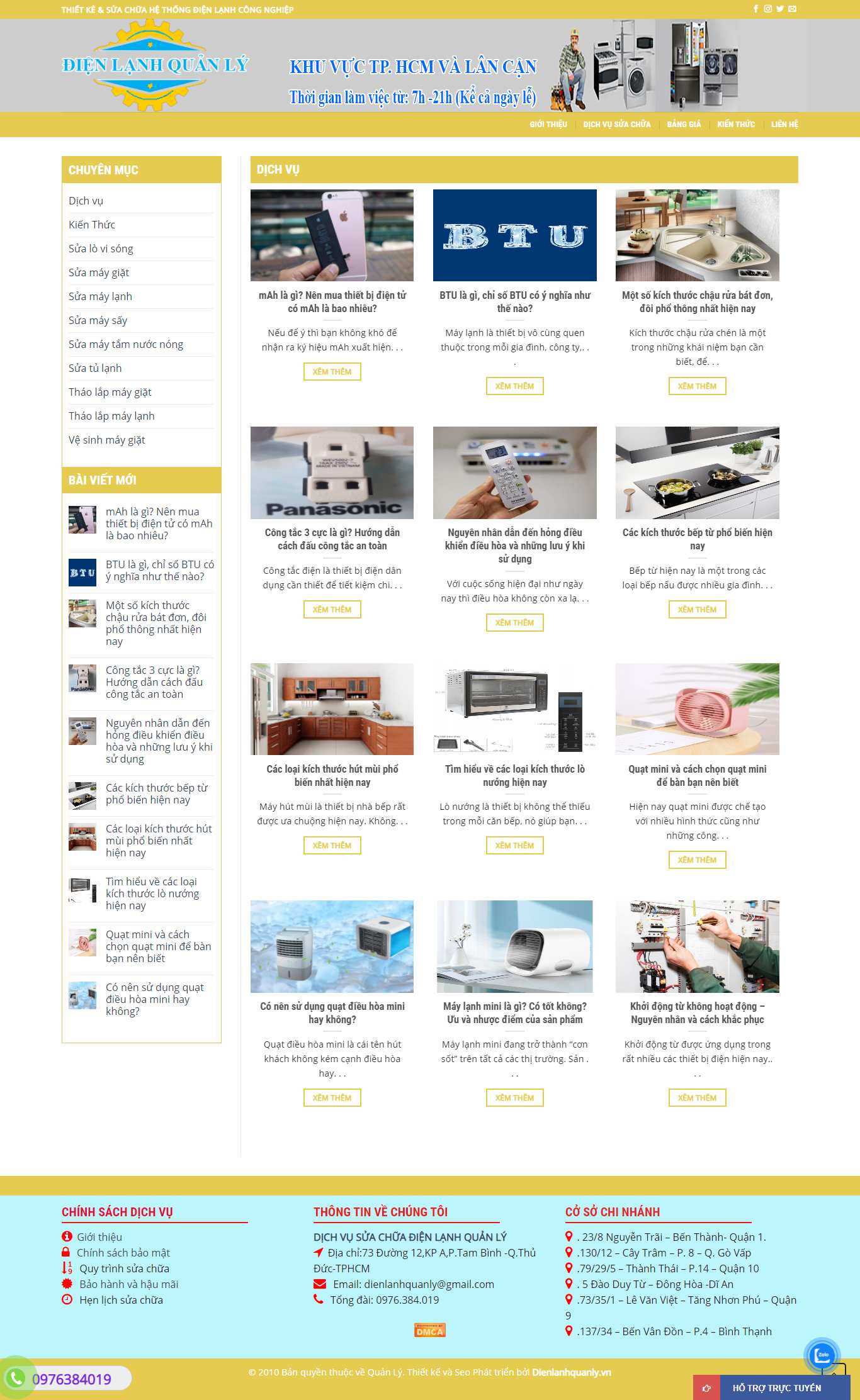 Thiết kế Web điện lạnh dienlanhquanly.vn