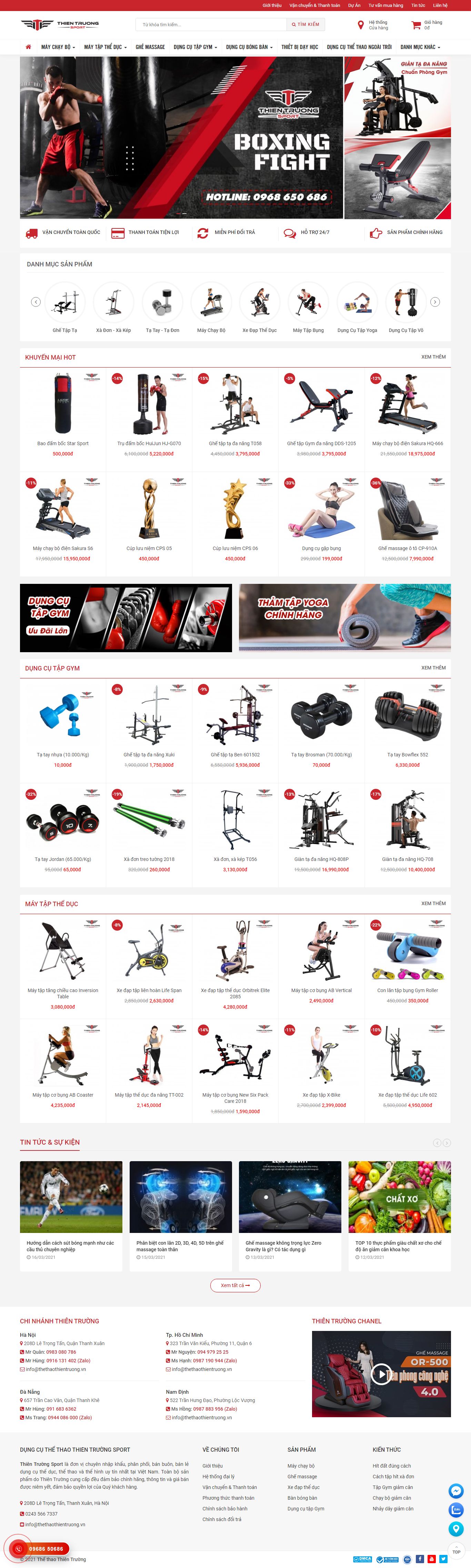 Thiết kế Web dụng cụ thể thao thethaothientruong.vn