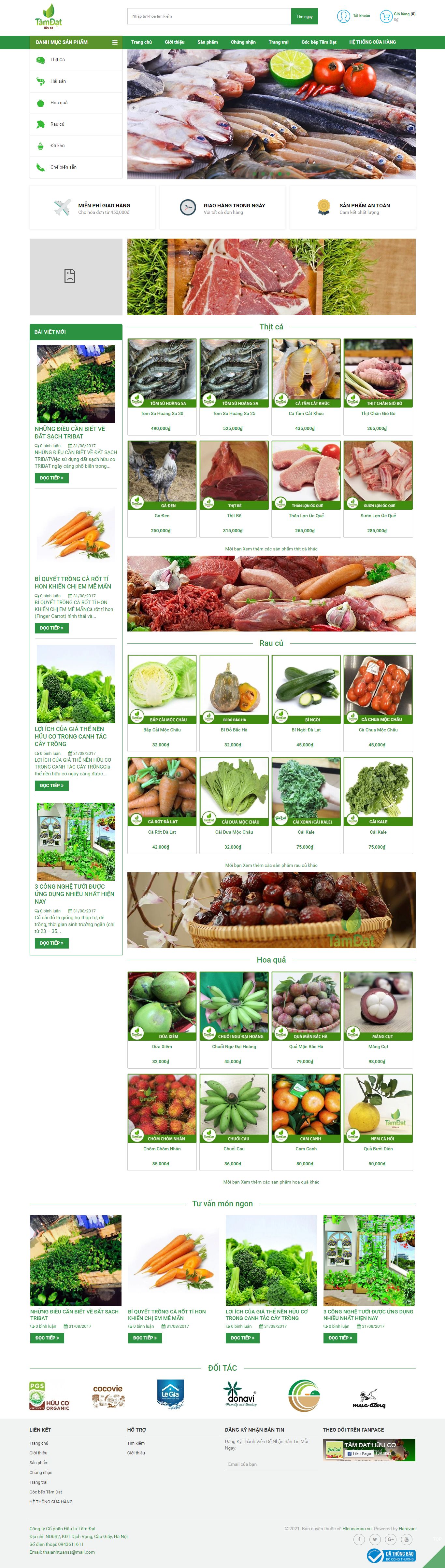 Thiết kế Web bán hoa quả sạch tamdat.com.vn