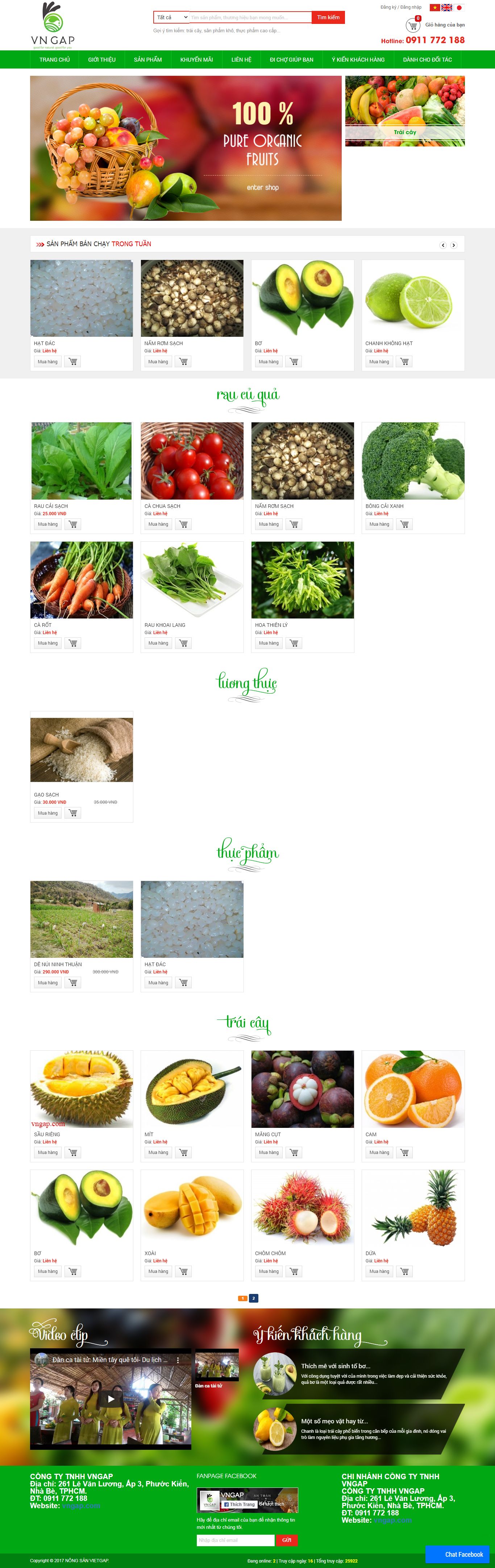 Thiết kế Web bán hoa quả sạch vngap.com