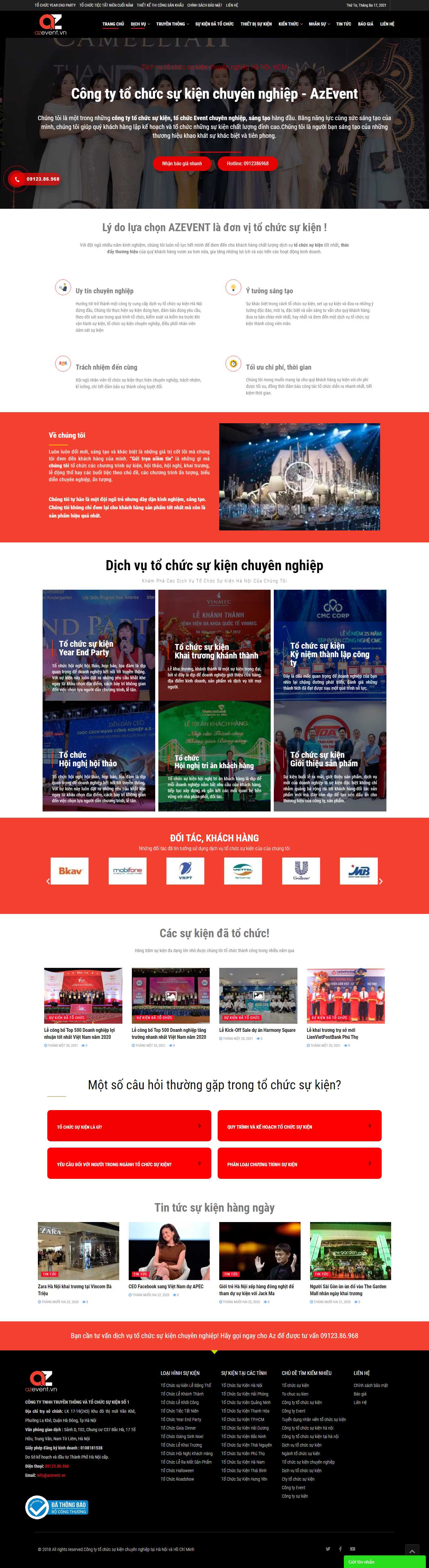 Thiết kế Web chuyên nghiệp hà nội azevent.vn