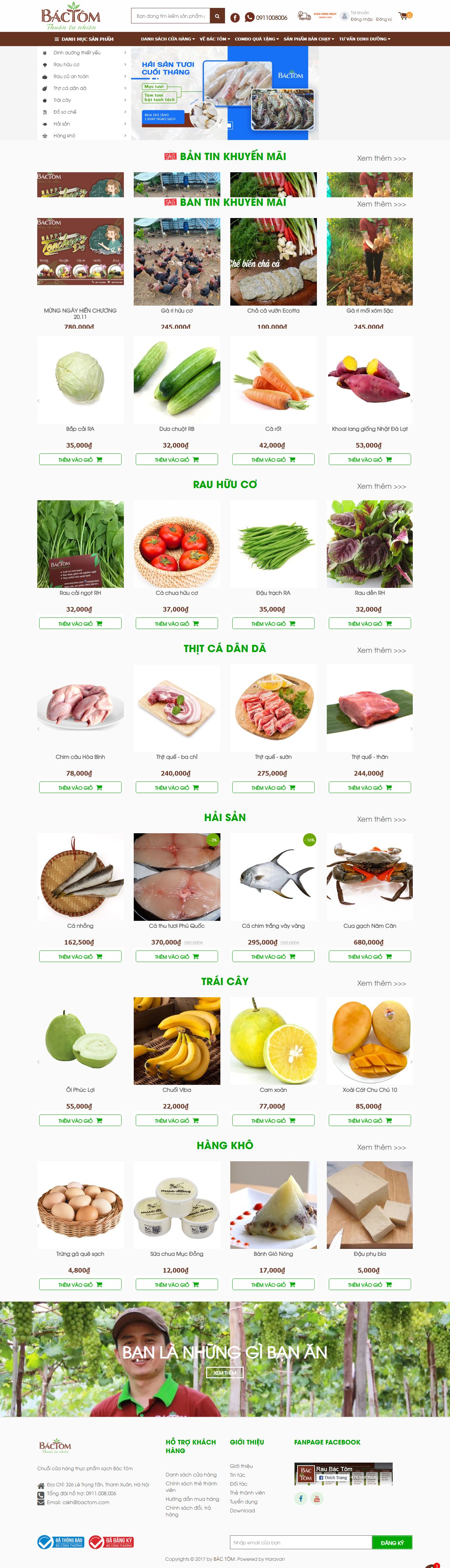 Thiết kế Web bán hoa quả sạch bactom.com