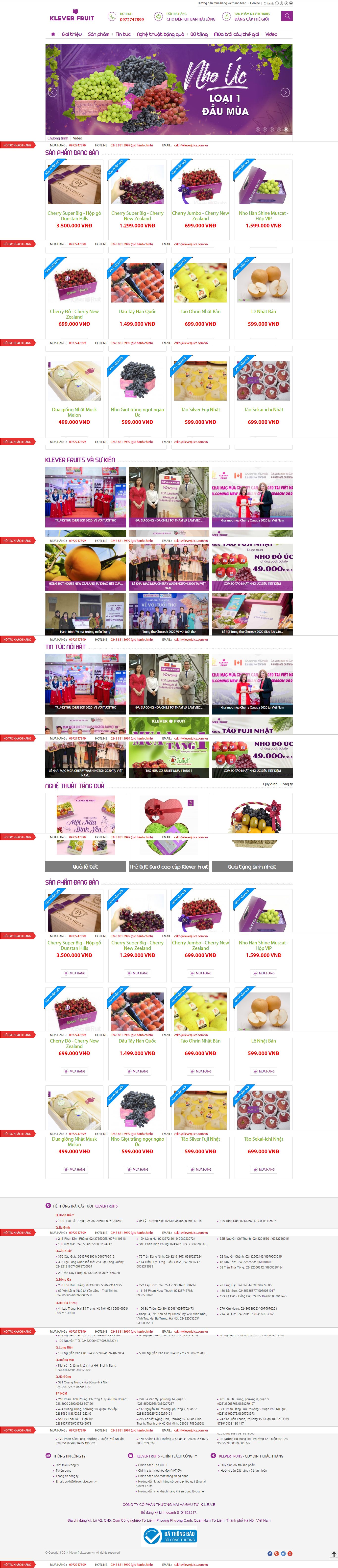 Thiết kế Web bán hoa quả sạch kleverfruits.com.vn