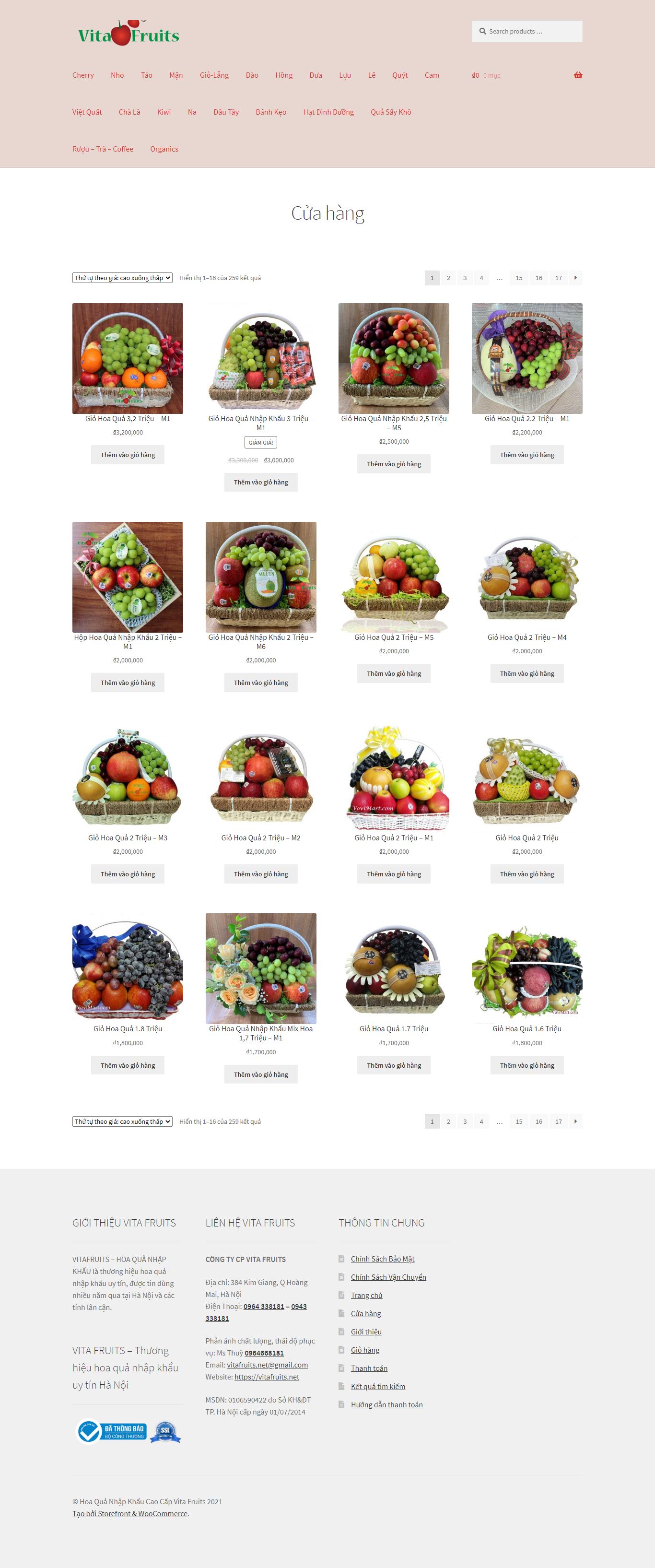 Thiết kế Web bán hoa quả sạch vitafruits.net