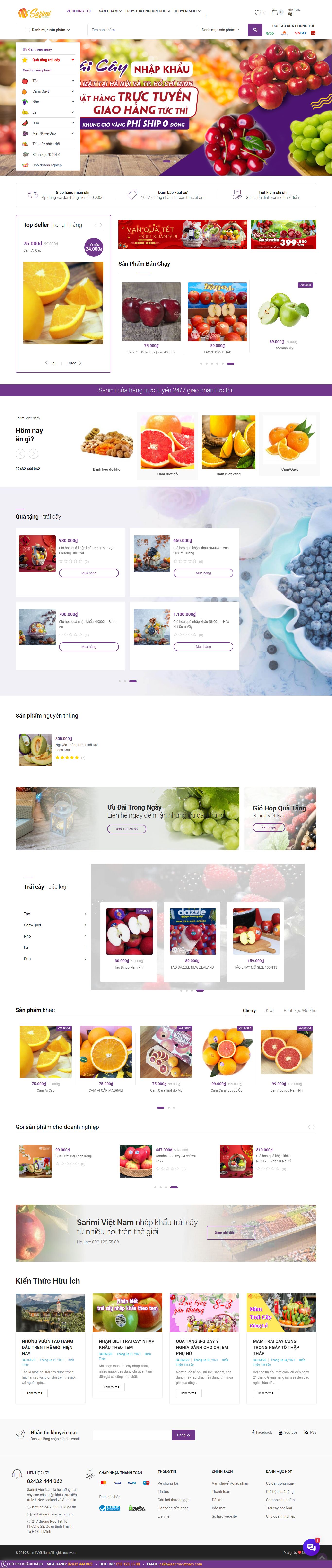Thiết kế Web bán hoa quả sạch sarimivietnam.com