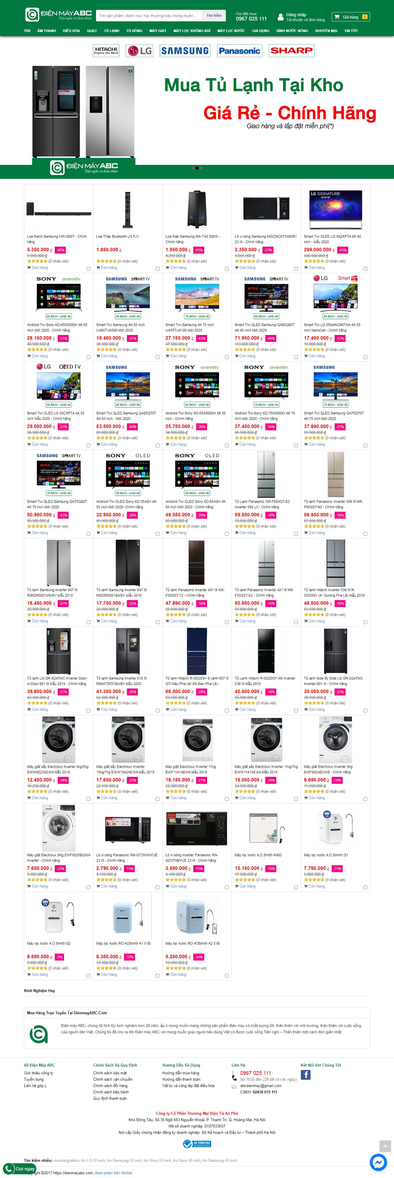 Thiết kế Web lắp đặt điều hòa dienmayabc.com