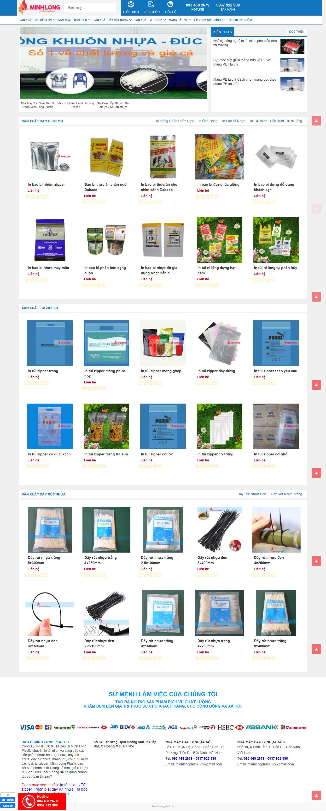 Thiết kế Web quảng cáo facebook minhlongplastic.vn