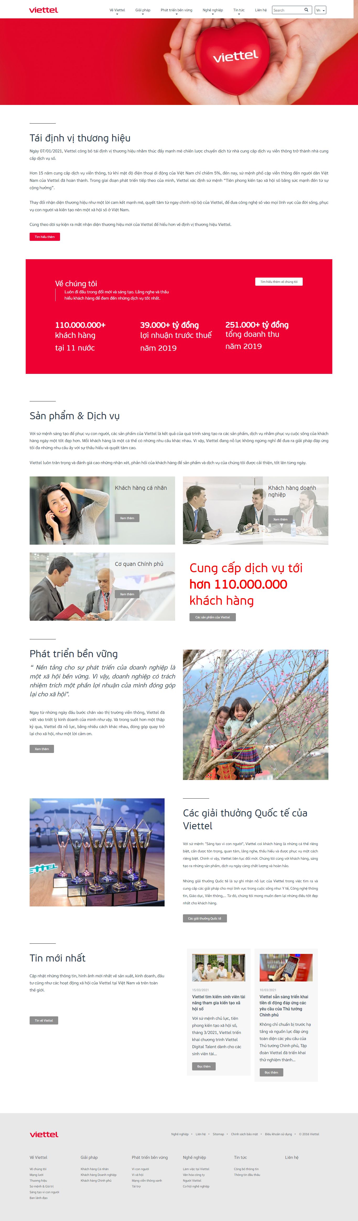 Thiết kế Web viễn thông viettel.com.vn