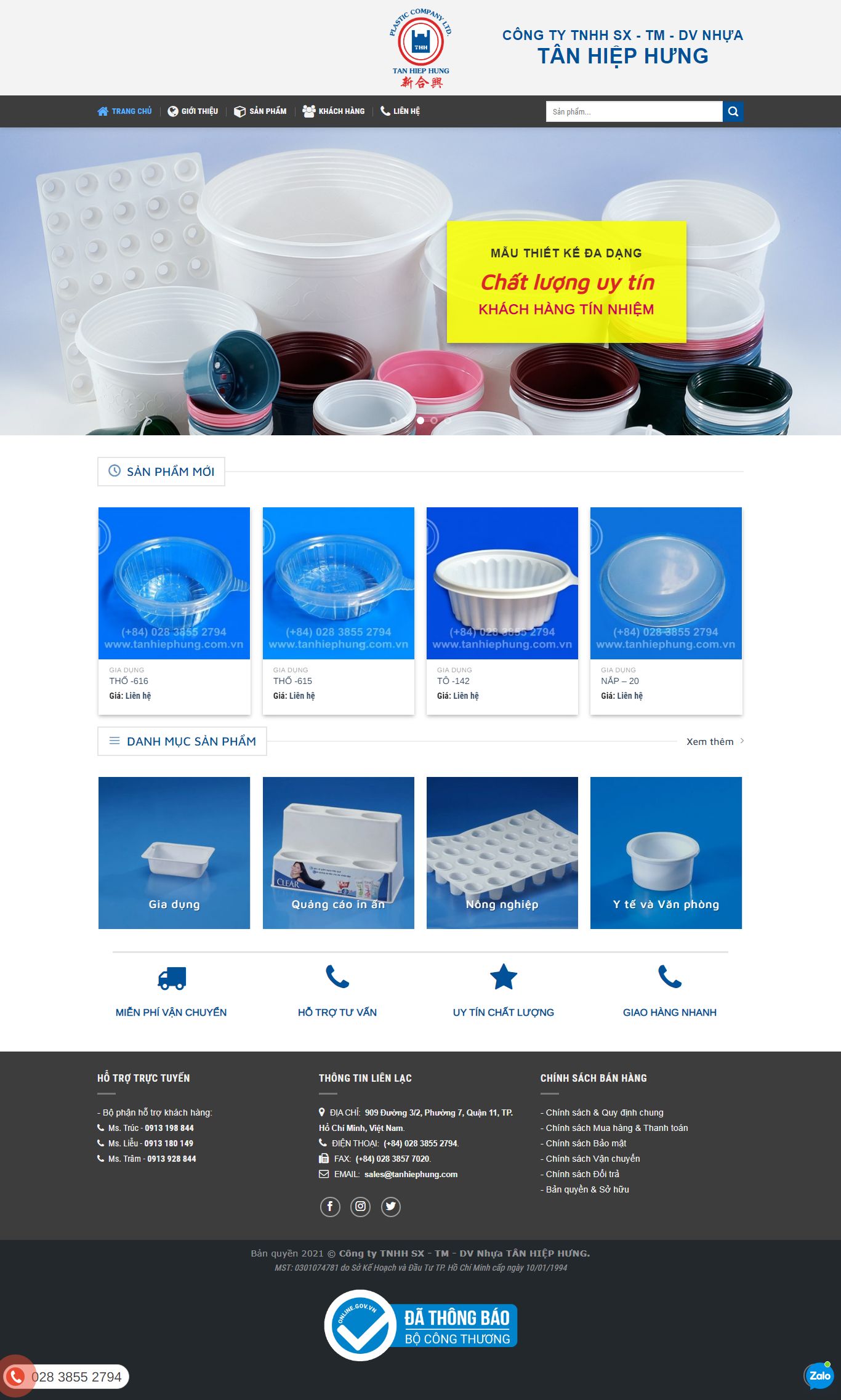 Thiết kế Web sản xuất nhựa tanhiephung.com
