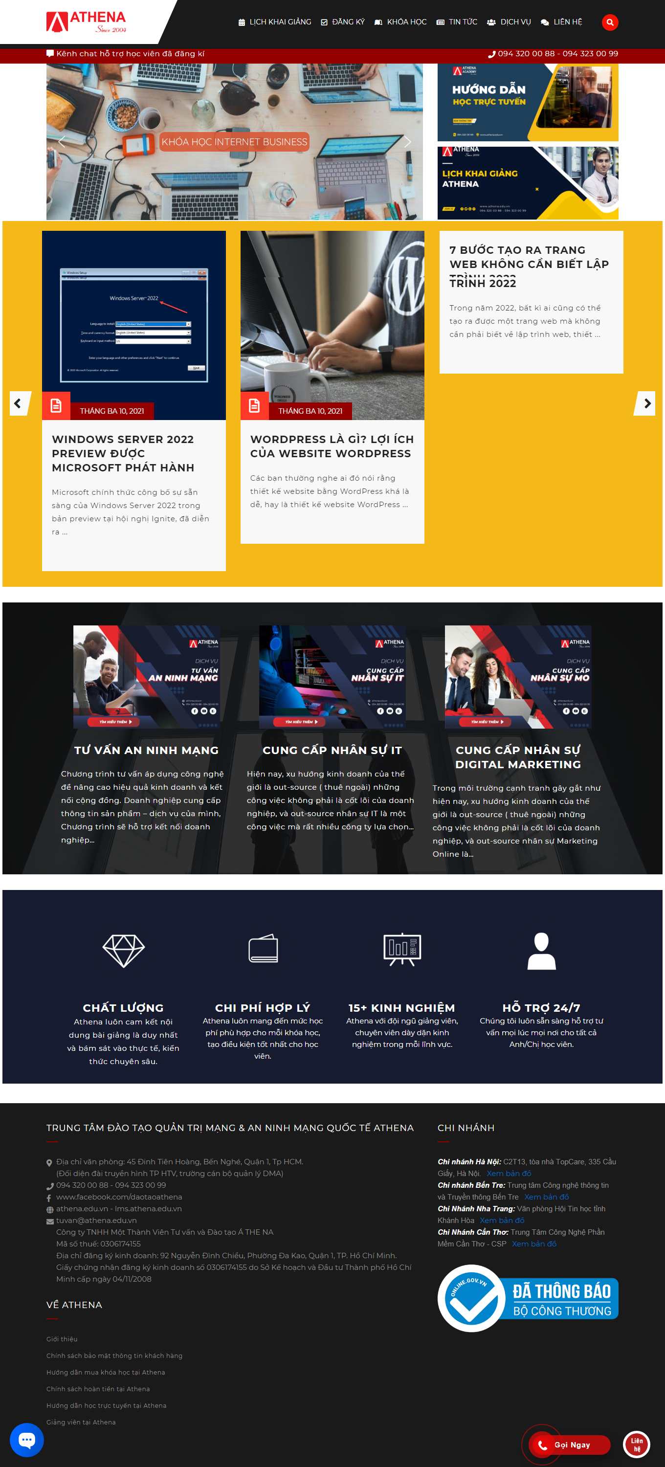 Thiết kế Web công nghệ thông tin athena.edu.vn