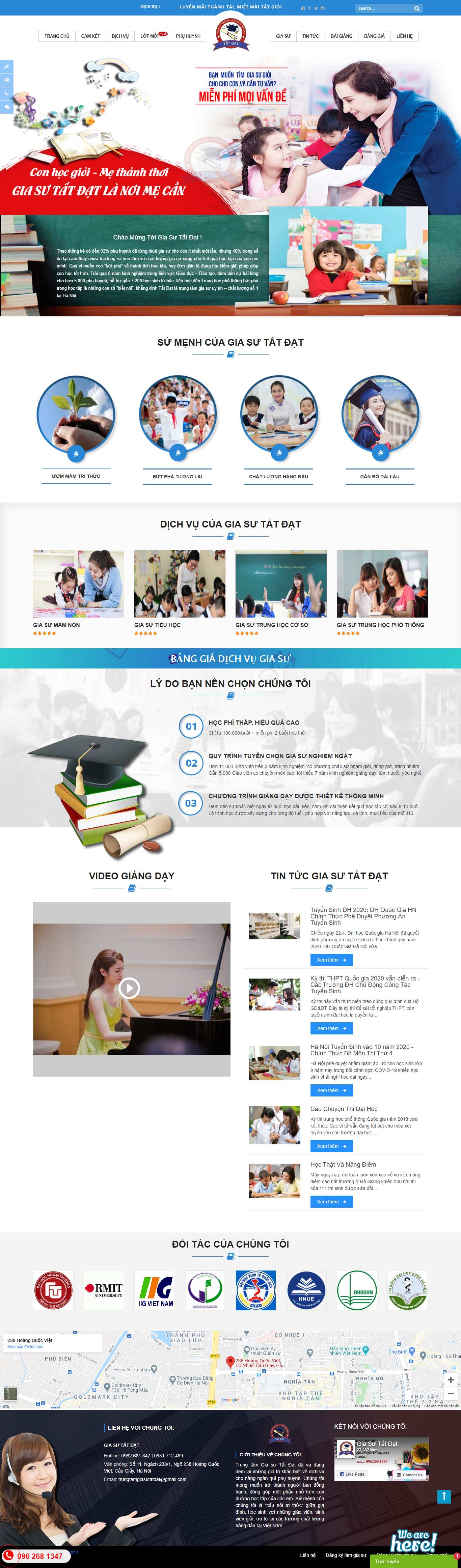 Thiết kế Web gia sư giasutatdat.edu.vn